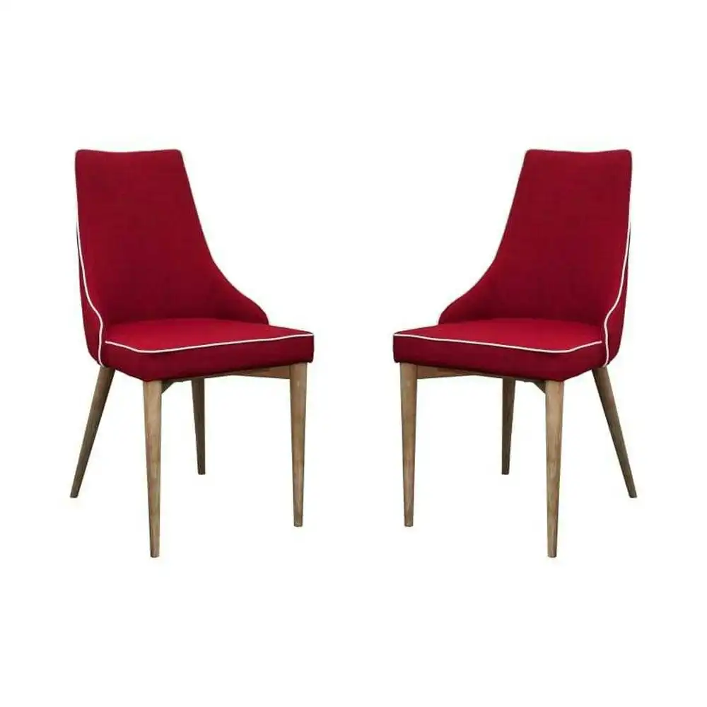 6IXTY Set of 2 - Martini Luxury Scandinavian Fabric Dining Chair - Red