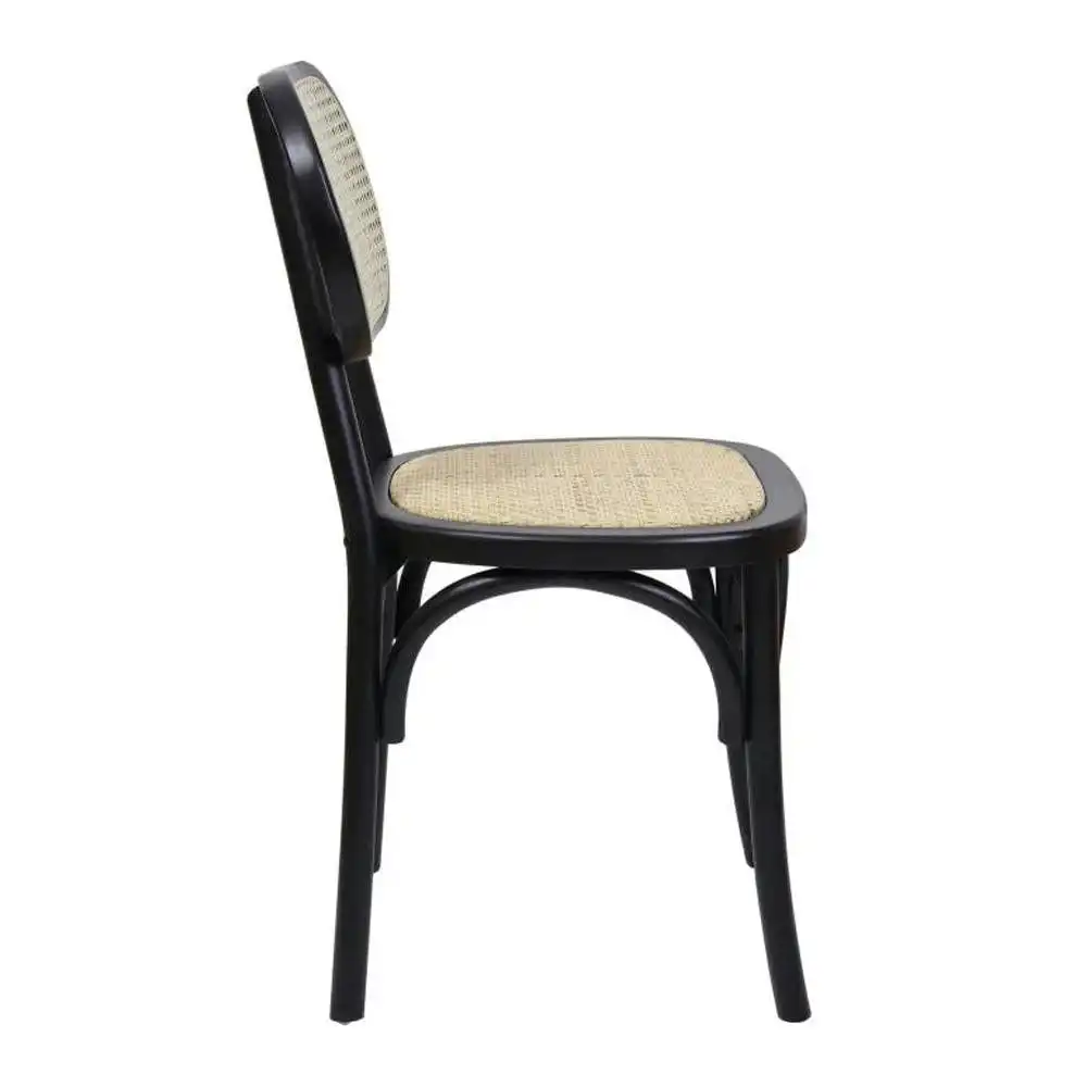 Set Of 2 Sofia Rattan Kitchen Dining Side Chair - Black