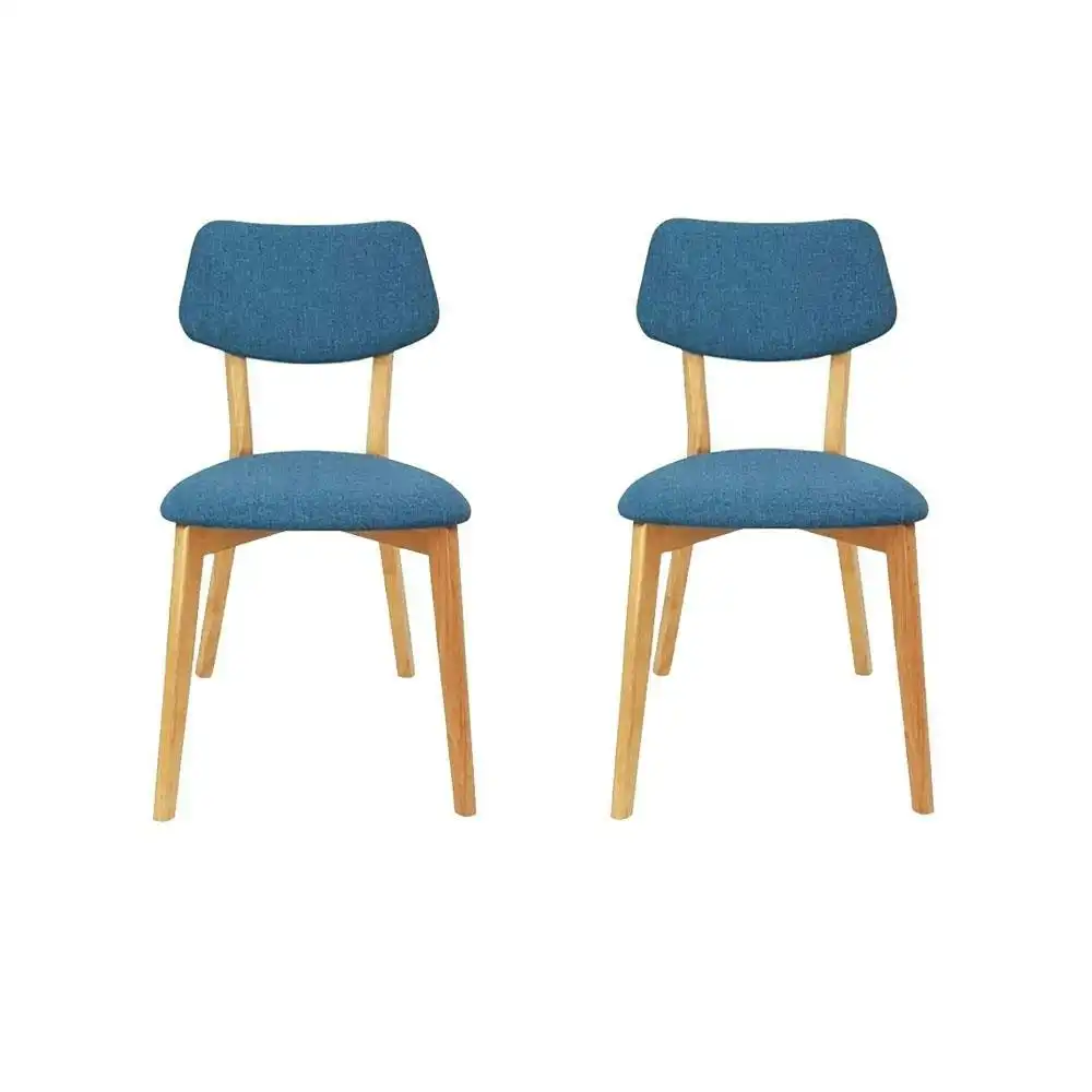 6IXTY Set Of 2 - Jelly Bean Scandinavian Fabric Wooden Dining Chair - Teal
