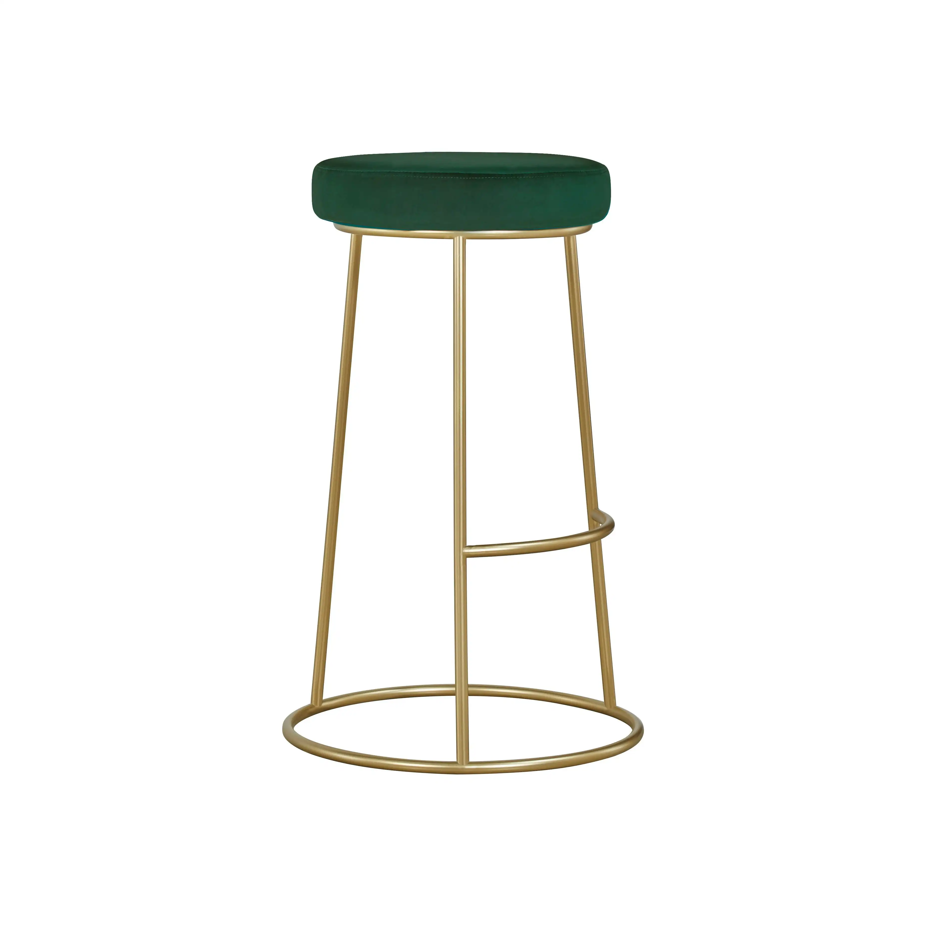 HomeStar Set of 2 Xyla Velvet Fabric Kitchen Bar Stool - Gold Metal Frame - Green