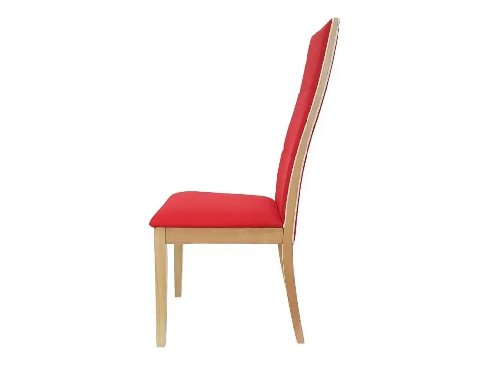 6IXTY Set of 2 - Society Scandinavian Fabric Dining Chair - Oak Wooden Frame - Red