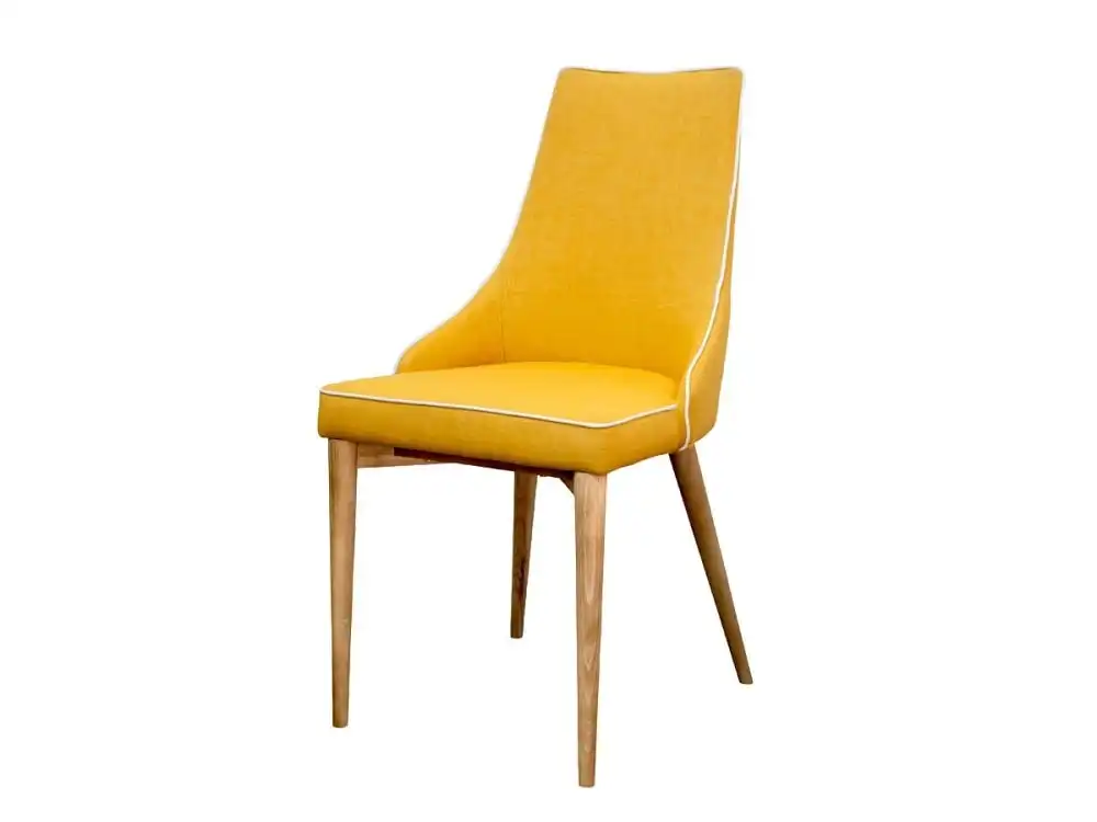 6IXTY Set of 2 - Martini Luxury Scandinavian Fabric Dining Chair - Yellow
