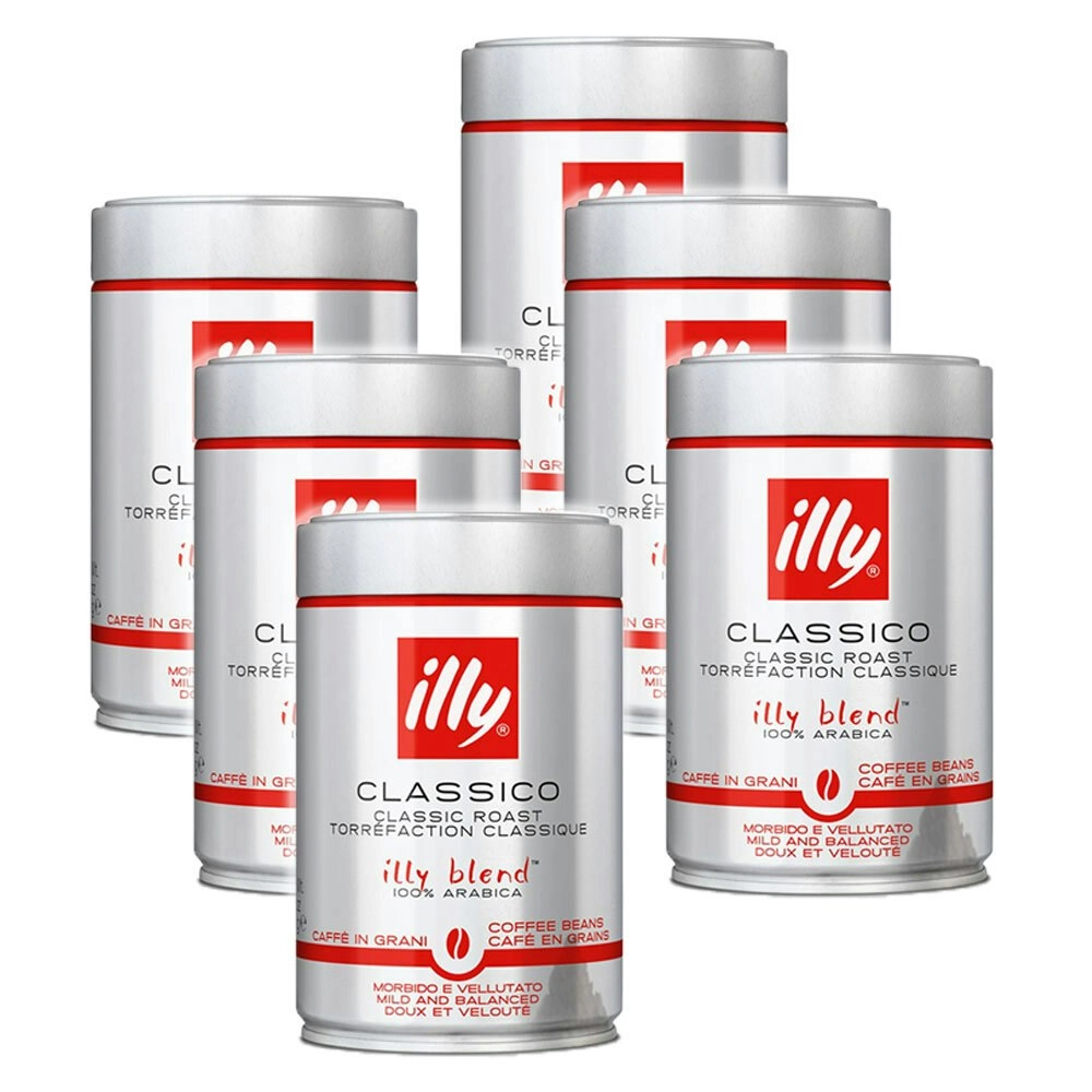 6PK Illy 250g Classico Arabica Coffee Beans Classic Roast/Sweet Notes Hot Drink