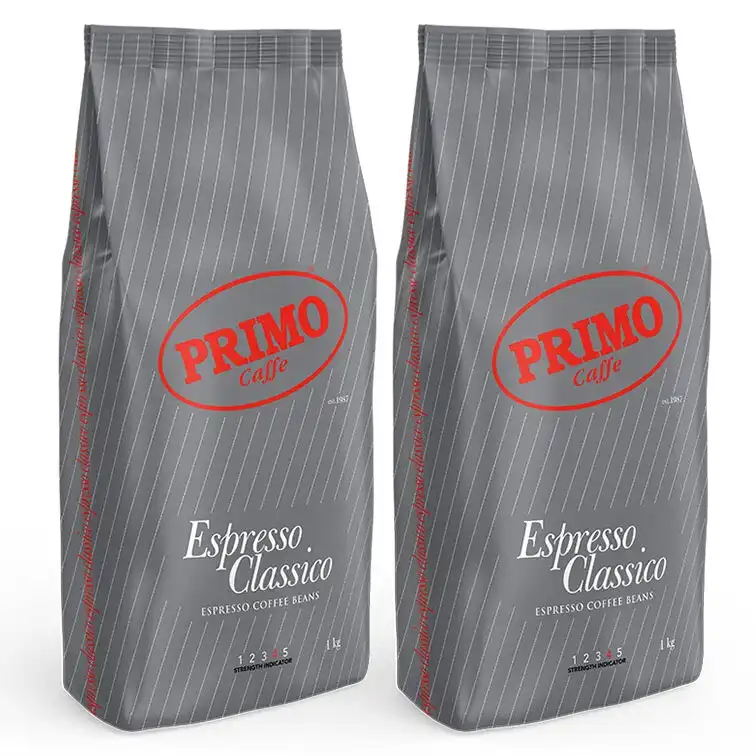 2x Primo Caffe Espresso Classico 1kg Coffee Beans Medium/Dark Roast Ints 4 Drink