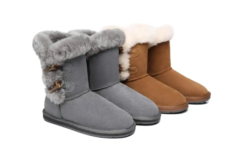 Australian Shepherd® UGG Women Short Boots Talia Sheepskin Horn Toggle Closure