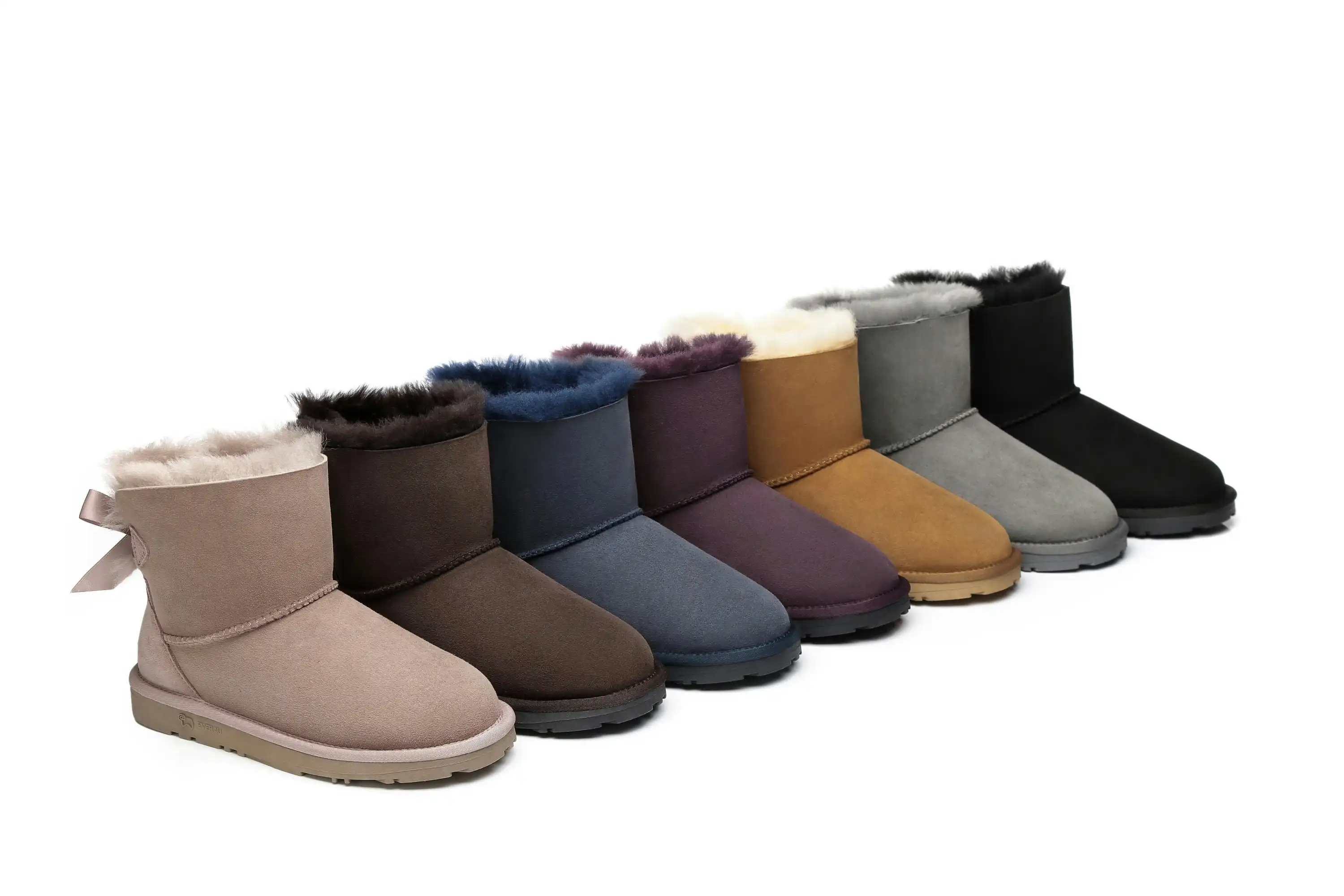 EVERAU® Double Faced Sheepskin Mini Back Single Bow Women Boots