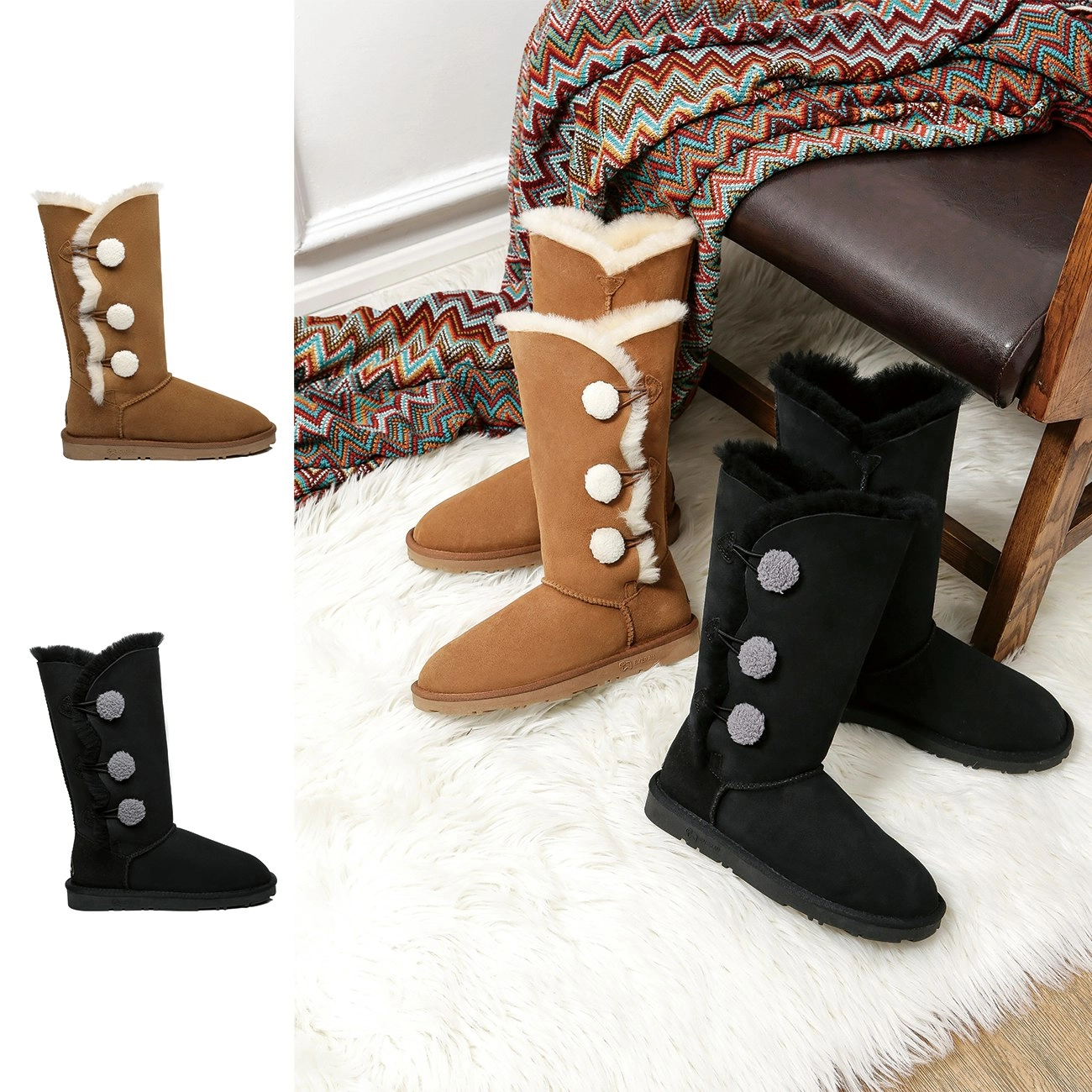 EVERAU® UGG Double-Faced Sheepskin Aspen Tall UGG Boots