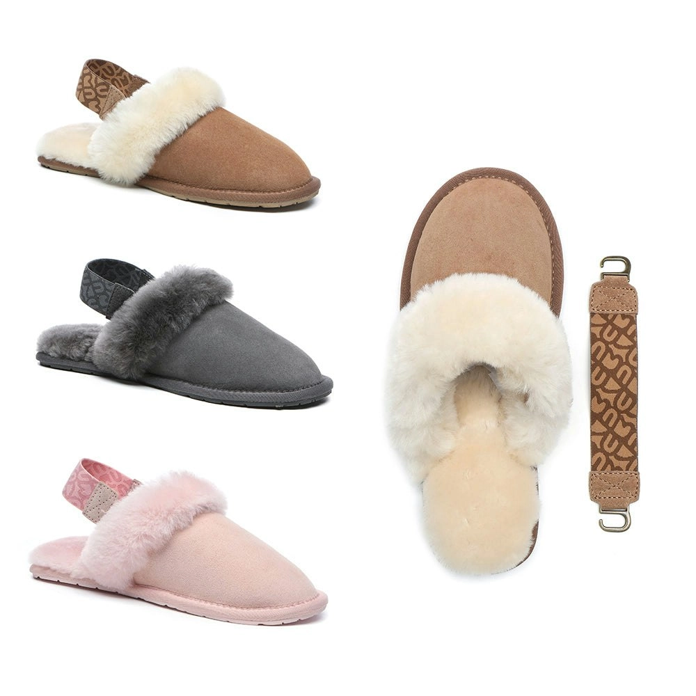 EVERAU® Sheepskin Lonsdale UGG Slipper- Removable Elastic strap