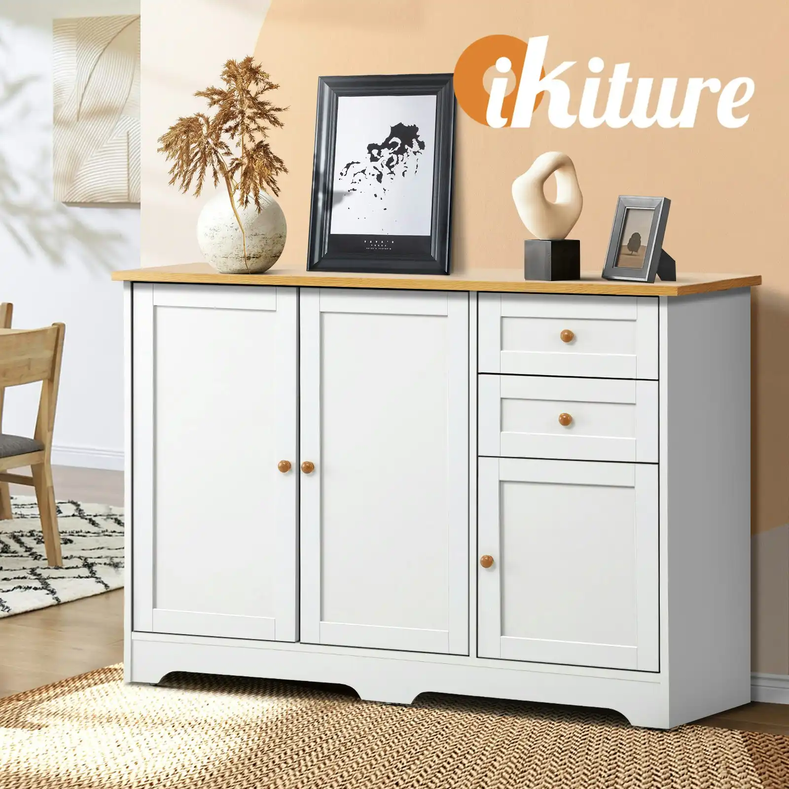 Oikiture Buffet Sideboard Storage Cabinet Cupboard Hallway Kitchen Drawers Table