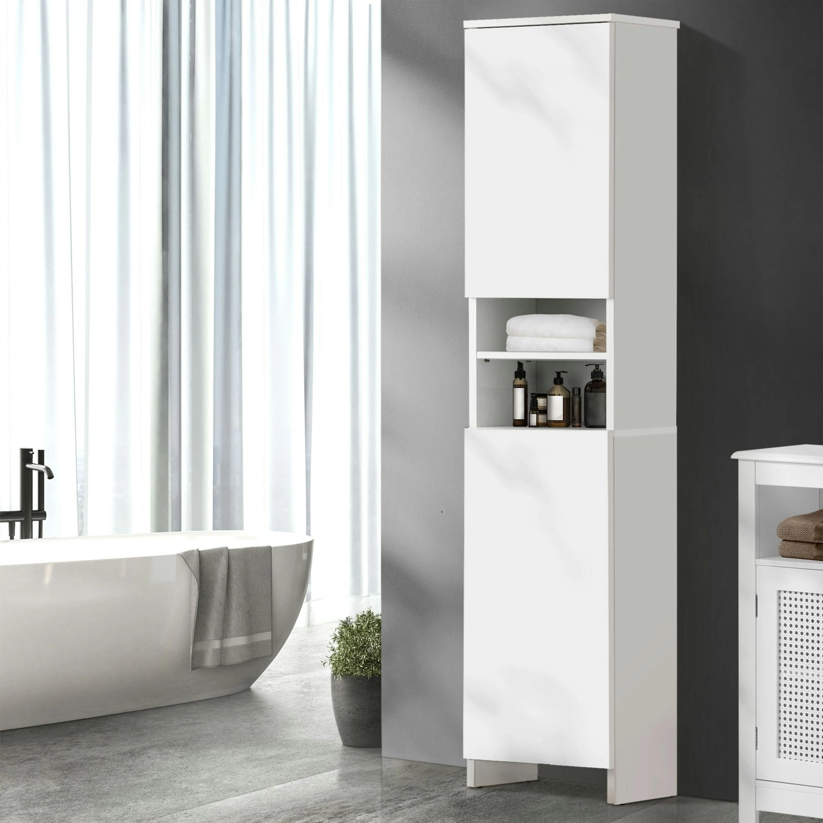 Oikiture Bathroom Cabinet Storage Laundry Tall Slim Toilet Cupboard Furniture