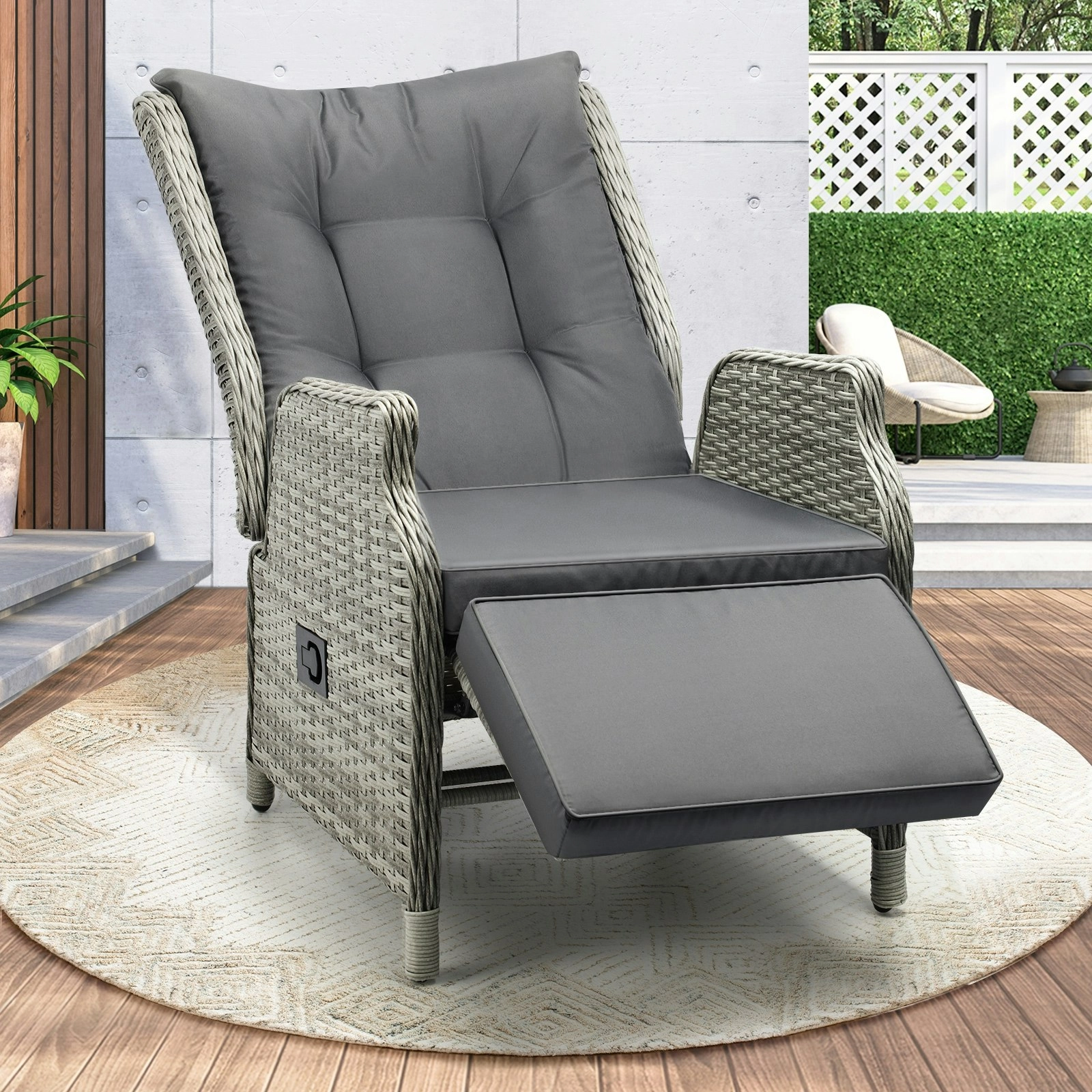 Livsip Recliner Chairs Outdoor Sun Lounge Wicker Garden Sofa Patio Furniture