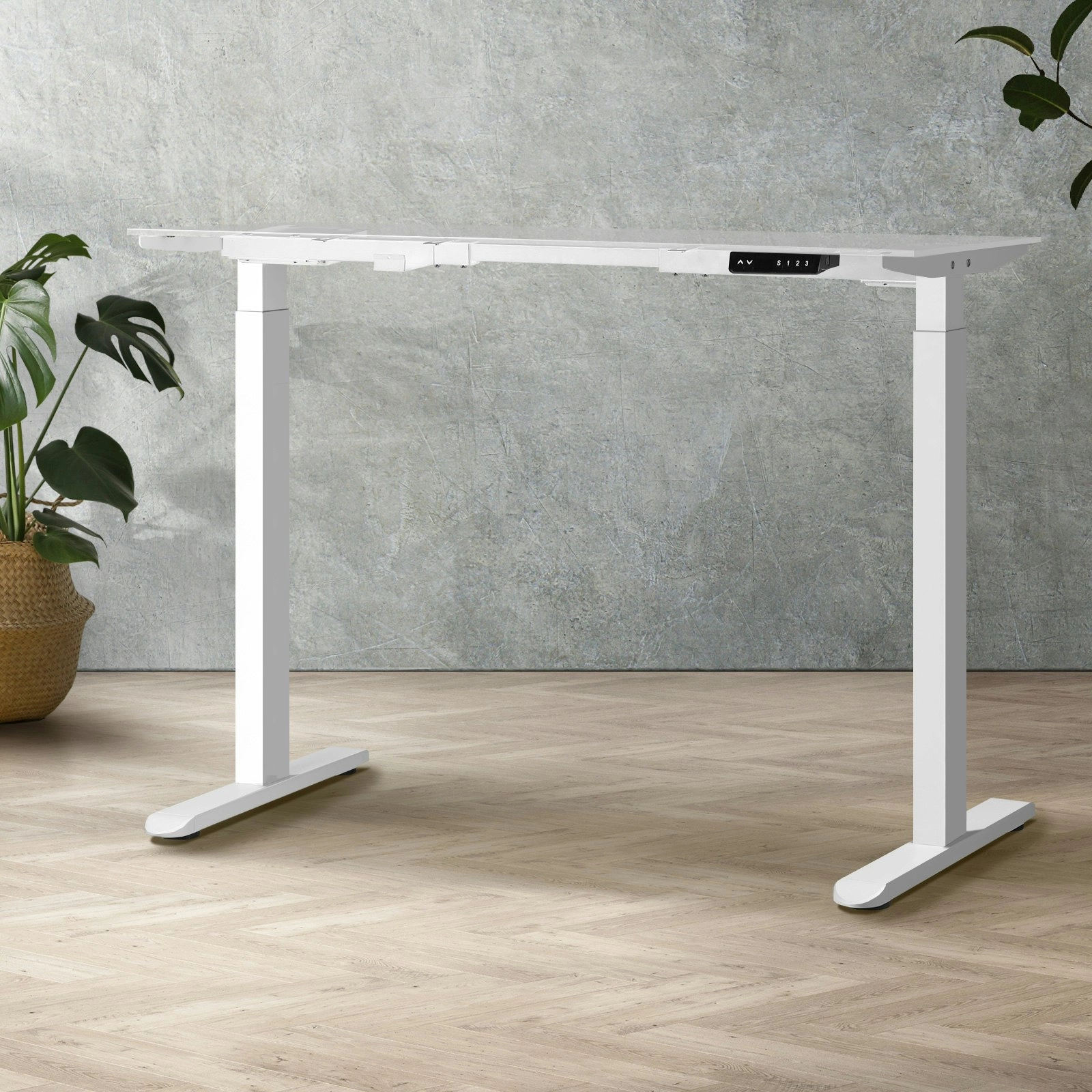 Oikiture Standing Desk Frame Only Dual Motor Height Adjustable Motorised Desk White