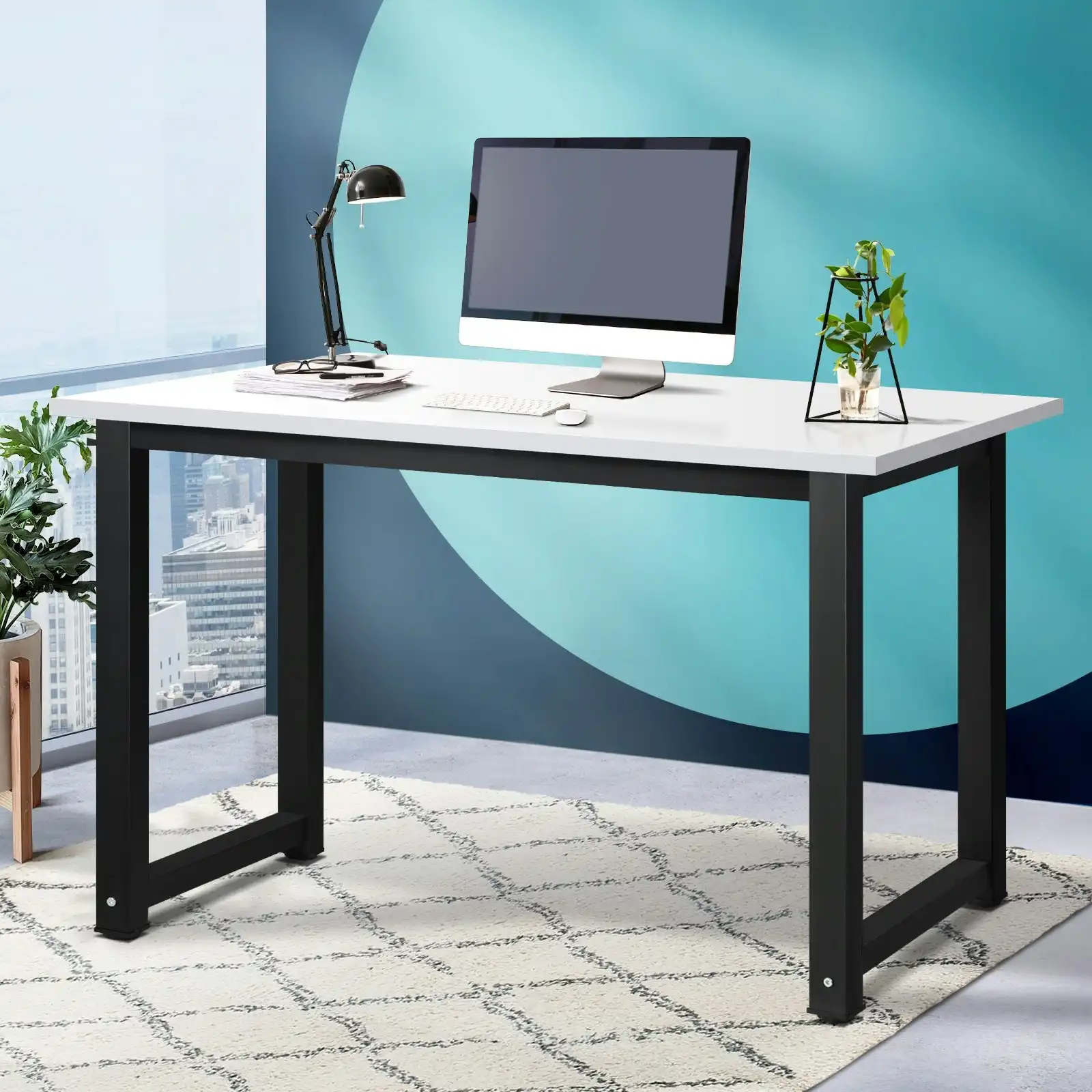 Oikiture Computer Desk Study Office Table Workstation Laptop Desks Home 120cm