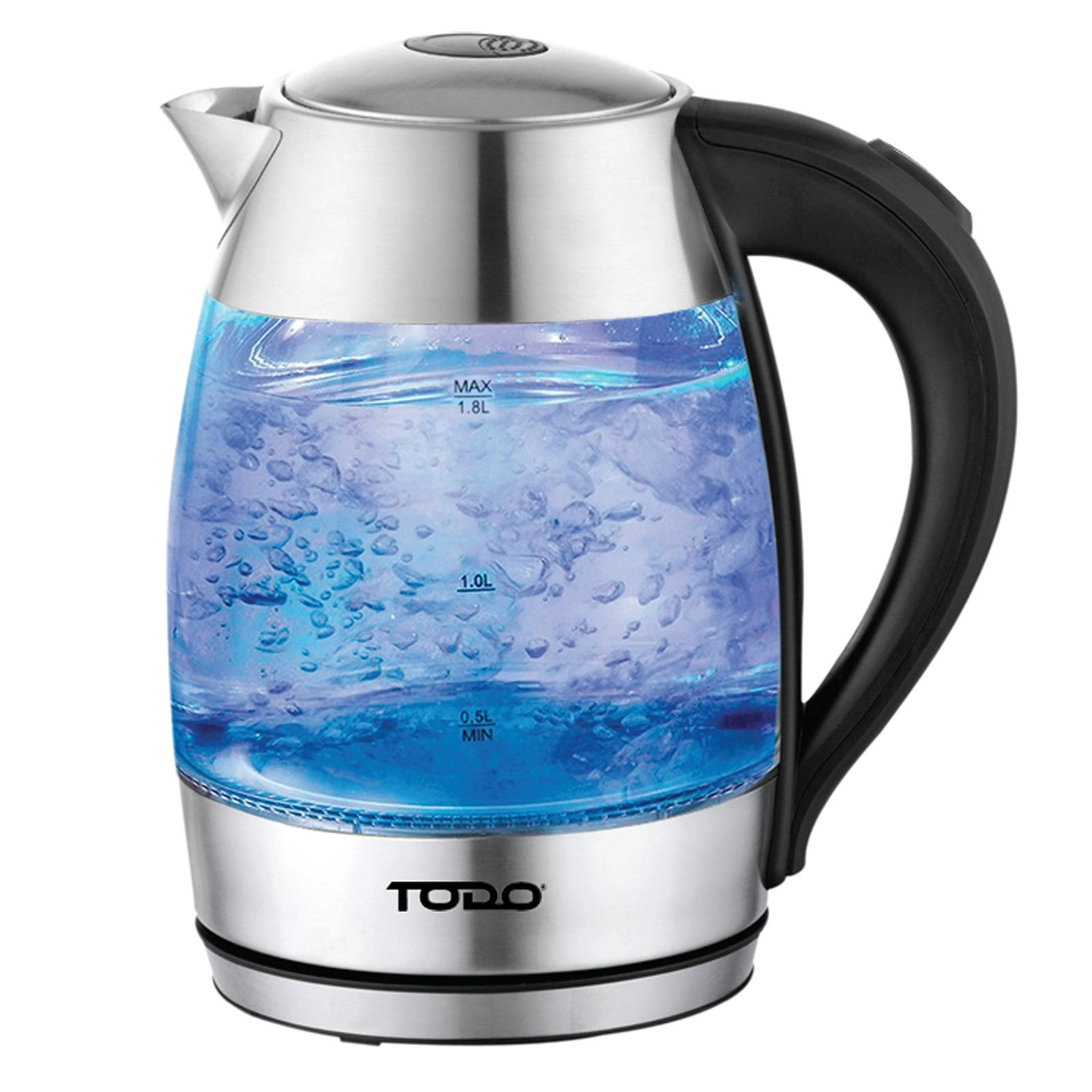 TODO 1.7L Glass Cordless Kettle Electric Dual Wall LED Water Jug - Stainless Steel