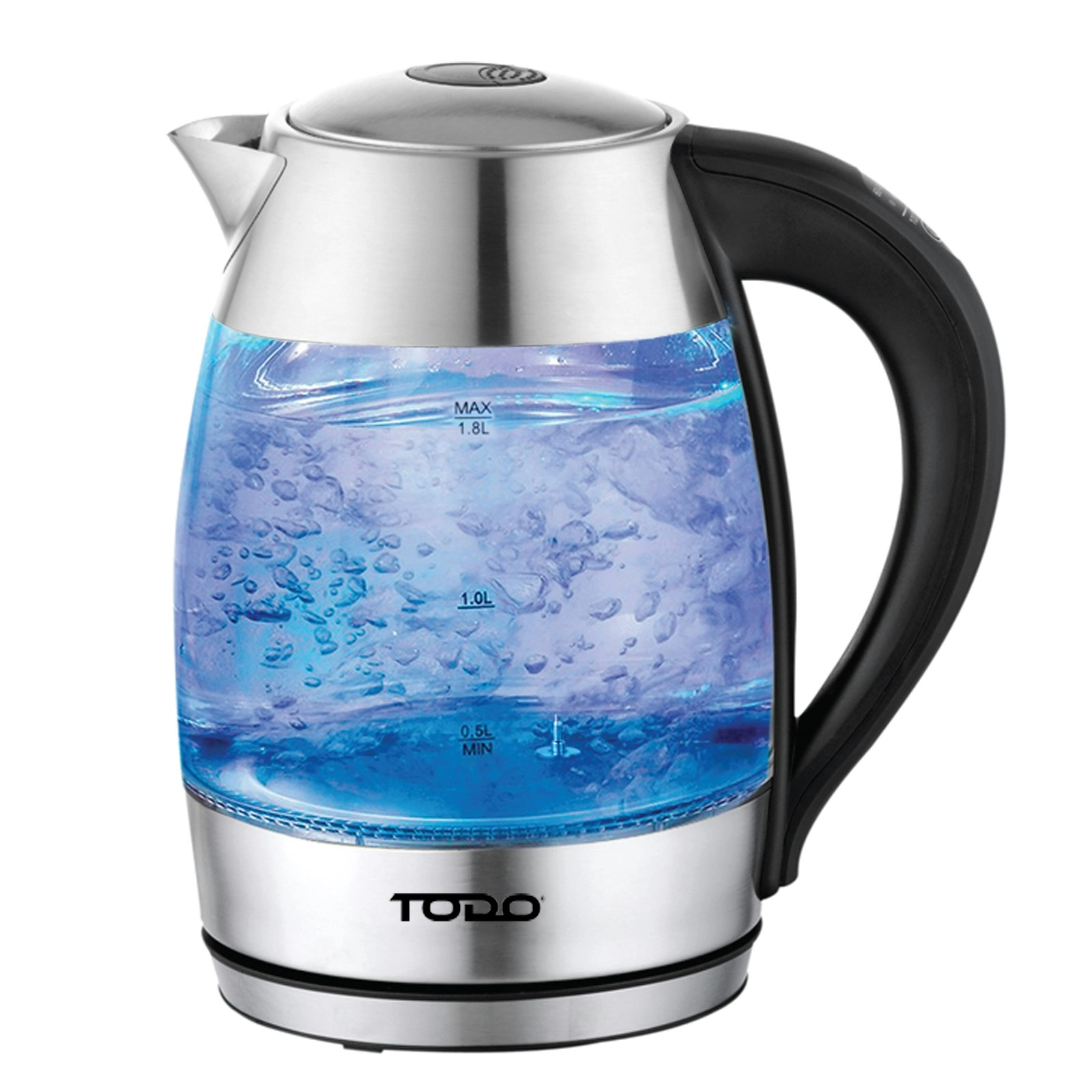 TODO 1.7L Glass Cordless Kettle Keep Warm Electric Dual Wall LED Water Jug - Stainless Steel