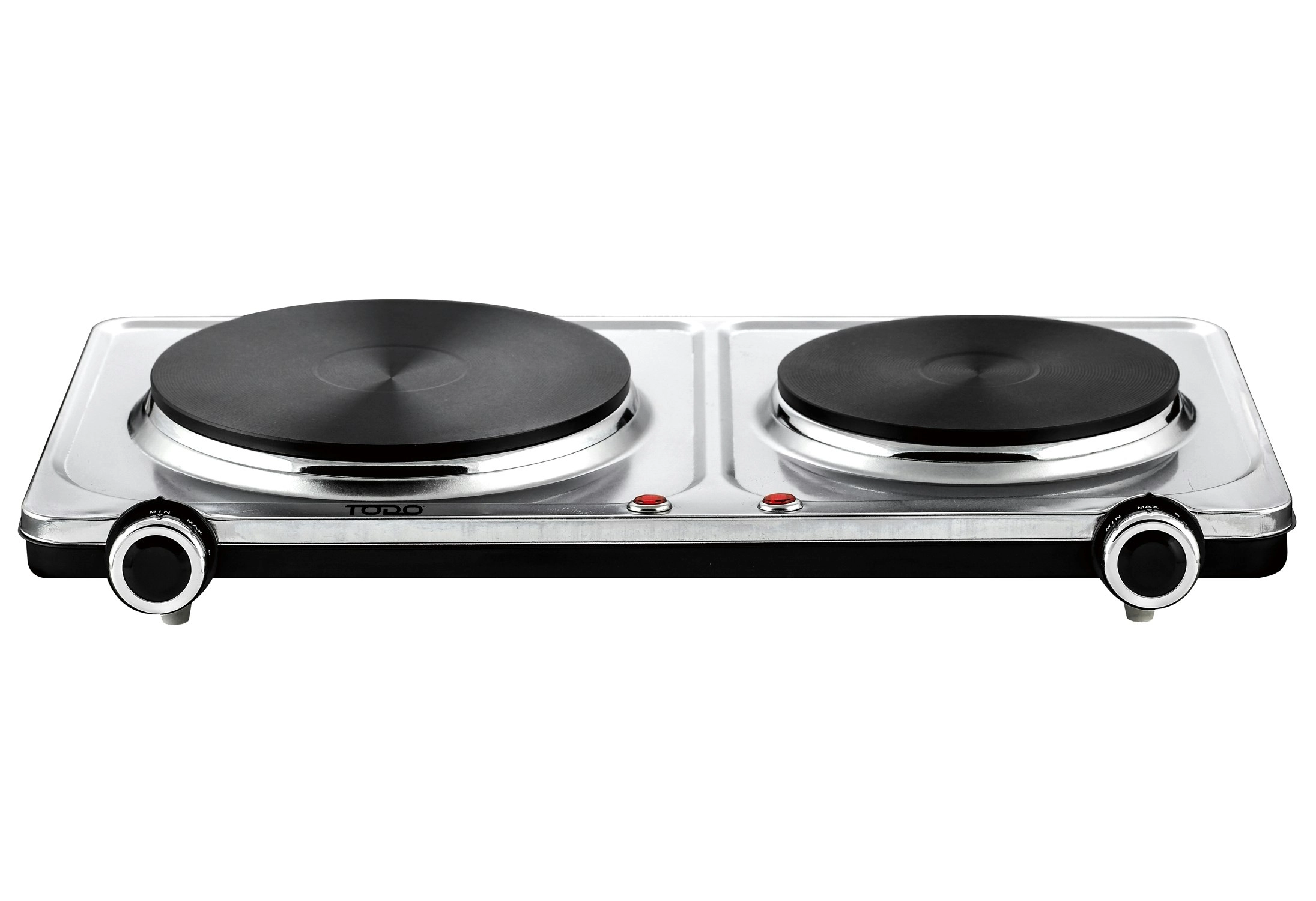 TODO 2250W Twin Hotplate Electric Cooktop Dual Plate Stainless Steel