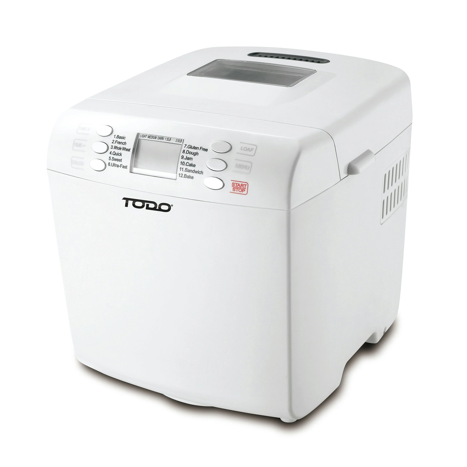 TODO Bread Maker 12 Programs Menu 550W Power Keep Warm Function White