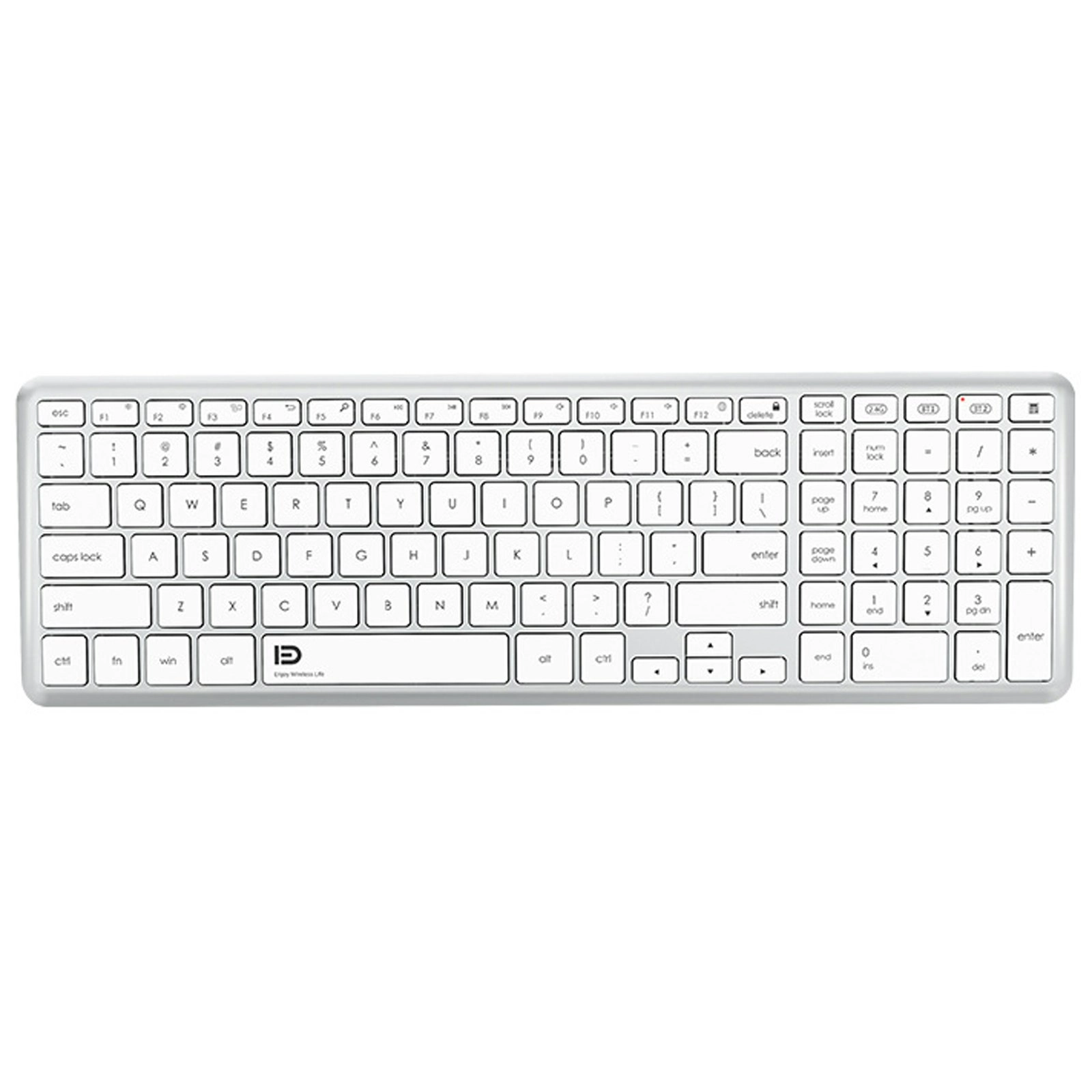 TODO Bluetooth Wireless Keyboard Mac Windows Android 2.4G USB DUAL BT 3.0 5.0 - White Silver