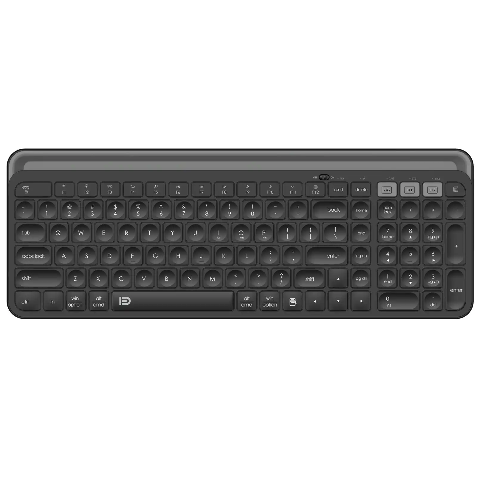 TODO Bluetooth Wireless Keyboard Tablet Holder Mac Windows Android 2.4G USB BT 3.0 5.0 - Black