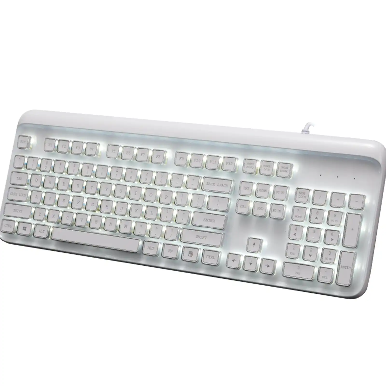 TODO Full Mechanical Gaming Keyboard Linear Blue Switch Rgb Led 104 Key Windows - White