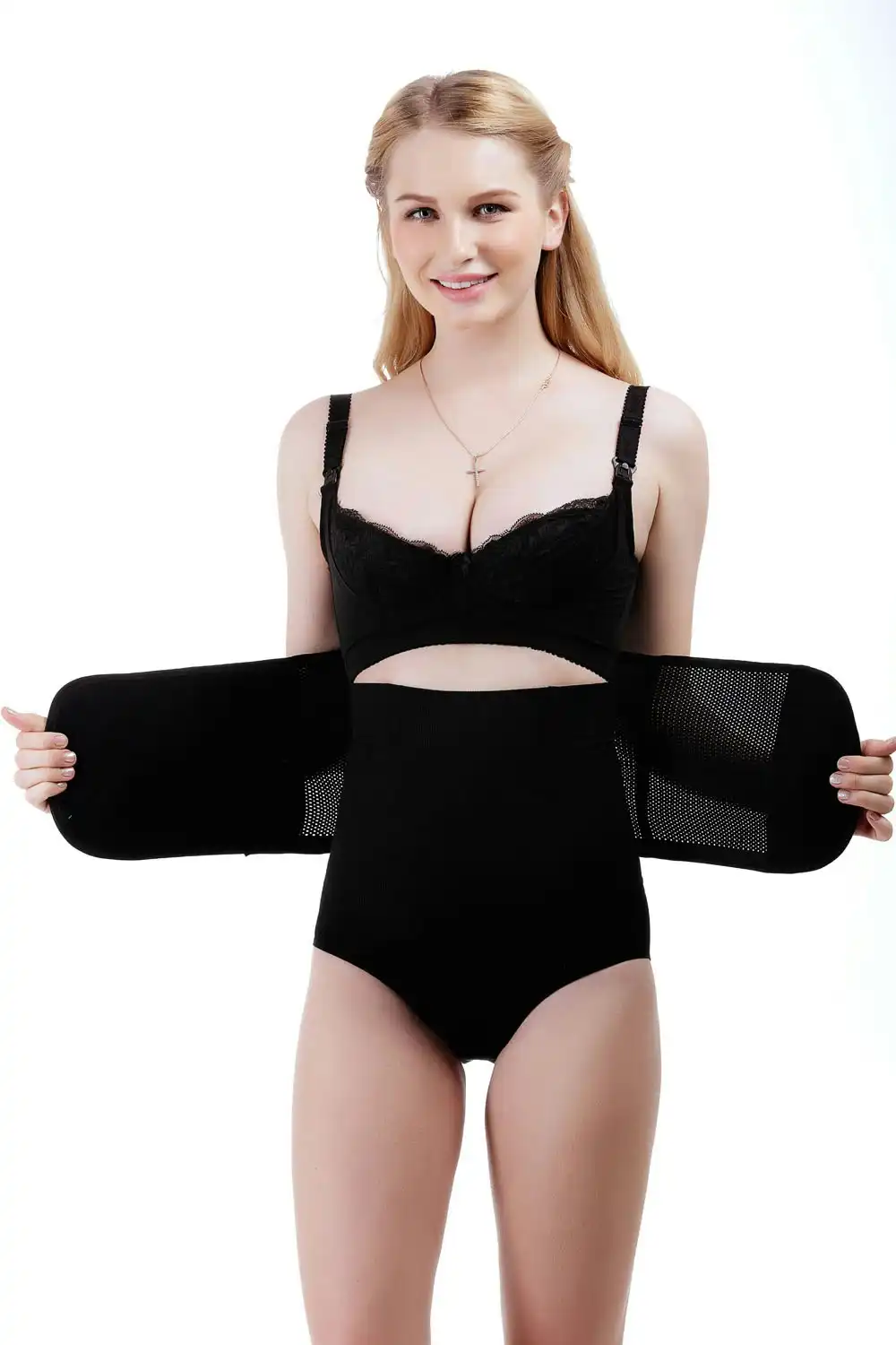 Double Compression Waist Trainer Compression Body Shaper Support Black - XL Extra Large