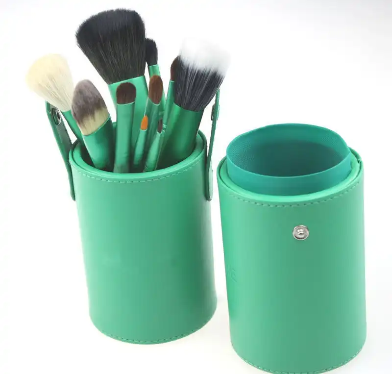 13 Piece Professional Makeup Brush Set Soft Bristle Carry Case Green