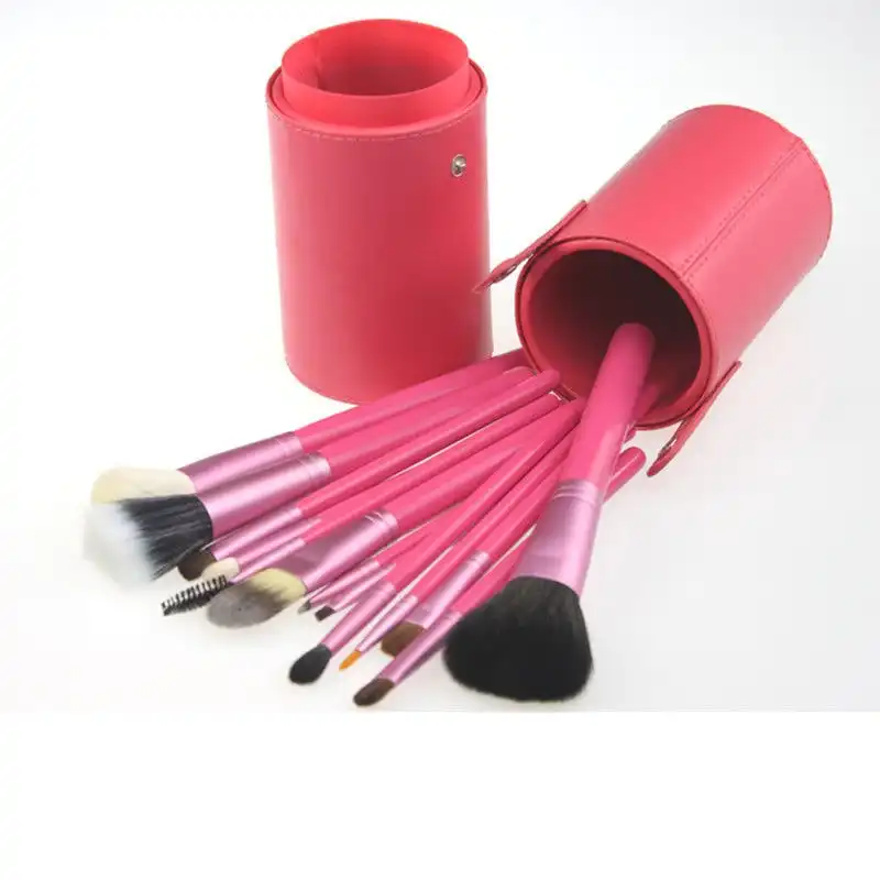 13 Piece Professional Makeup Brush Set Soft Bristle Carry Case Rose Pink