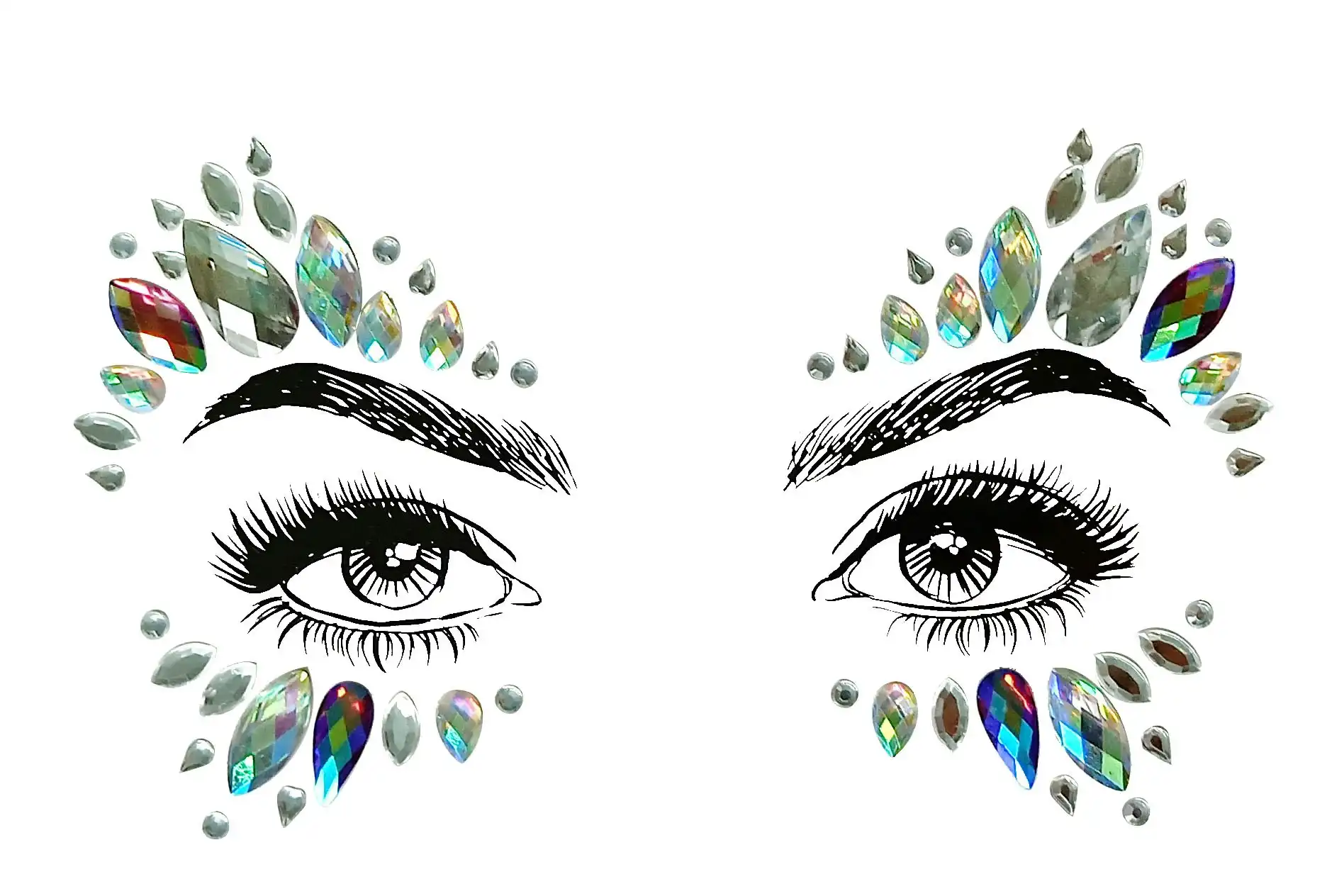 Adhesive Face Gems Body Rhinestone Jewel Diamontes Party Body Glitter Sticker Tattoo II-010