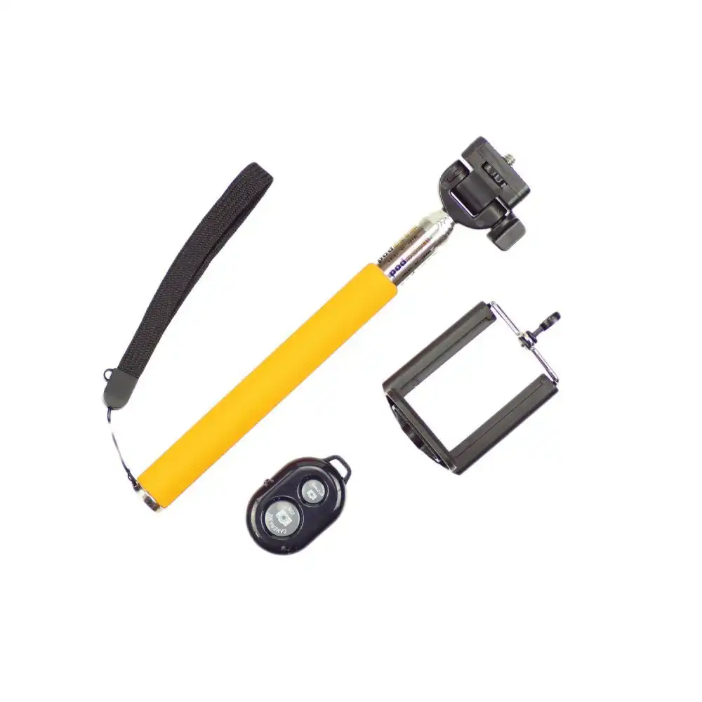Bluetooth Remote Control Extendable Selfie Stick Monopod For Iphone Samsung Yellow