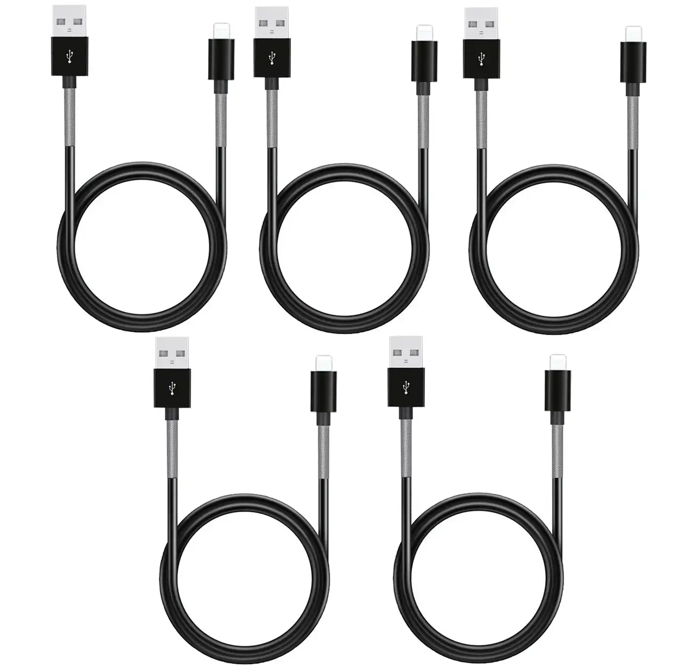 5Pc 1M Usb Data Charge Cable Lightning Pin Connector For Apple Iphone Ipad Metal Protected 5X