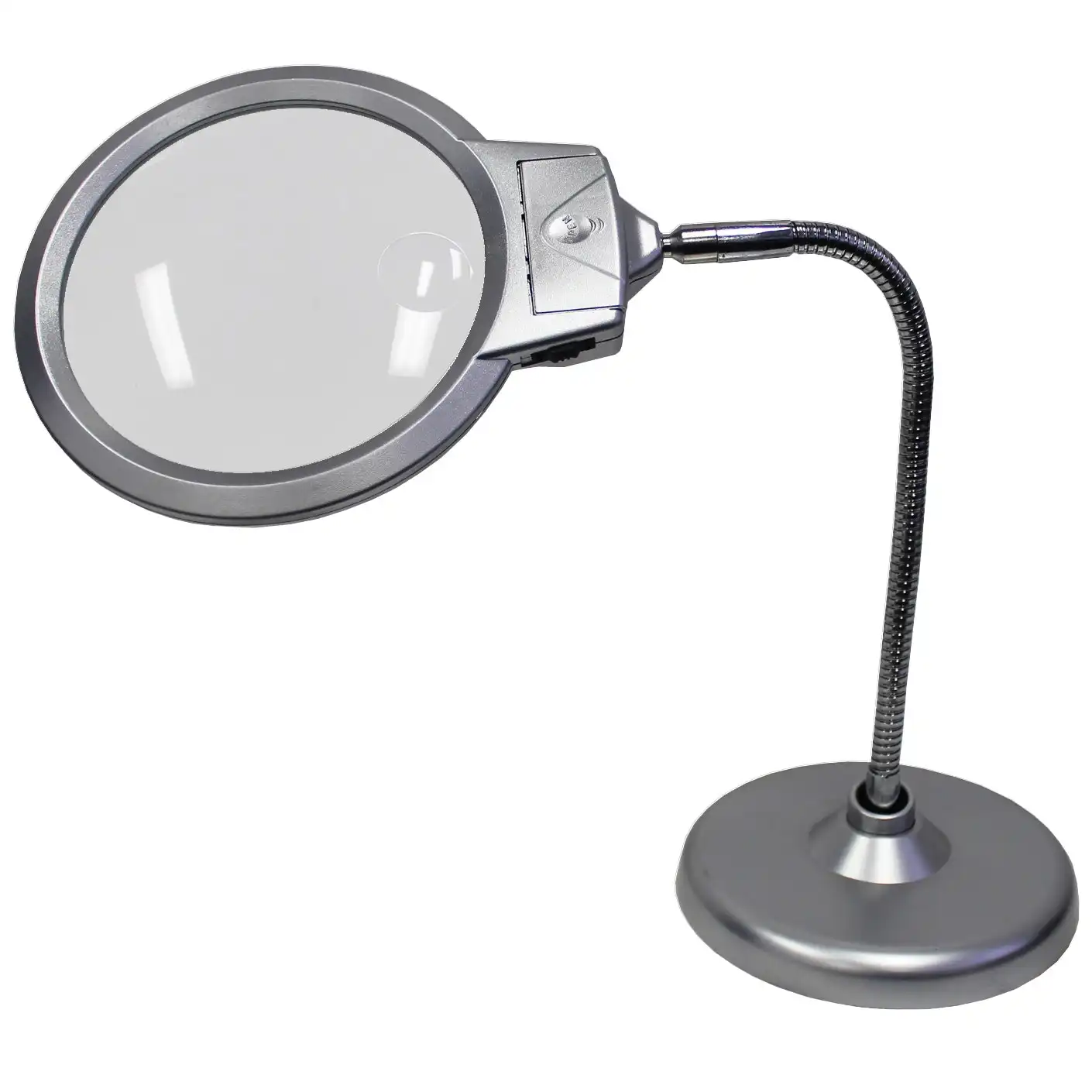2 Led Desktop Magnifier Glass 2X/5X 130Mm Magnification Lens Led Lamp Metal Hose
