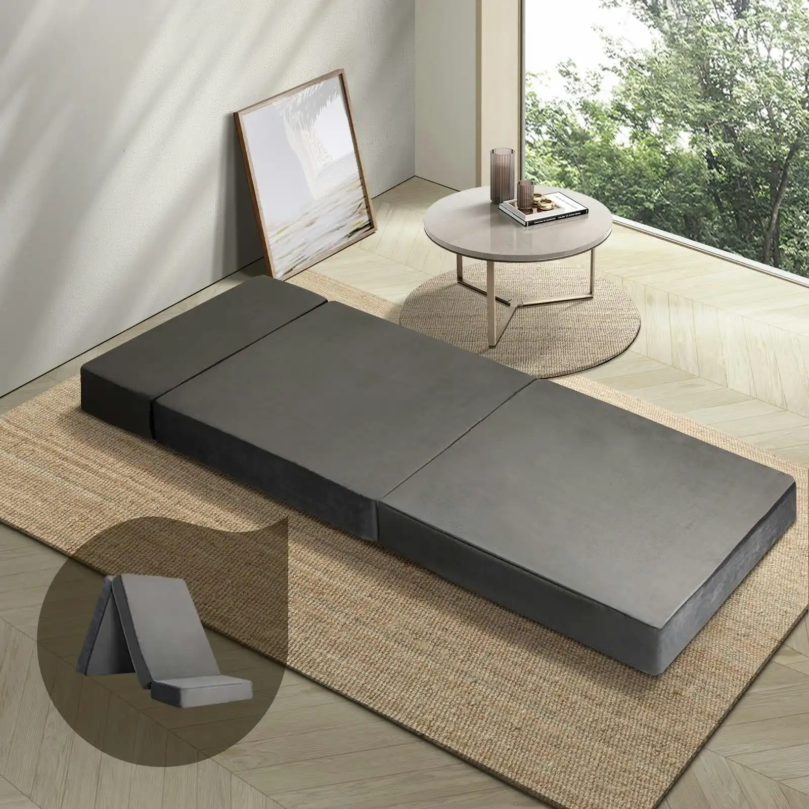 Bedra Foldable Foam Mattress Sofa Bed Portable Folding Floor Bed Single