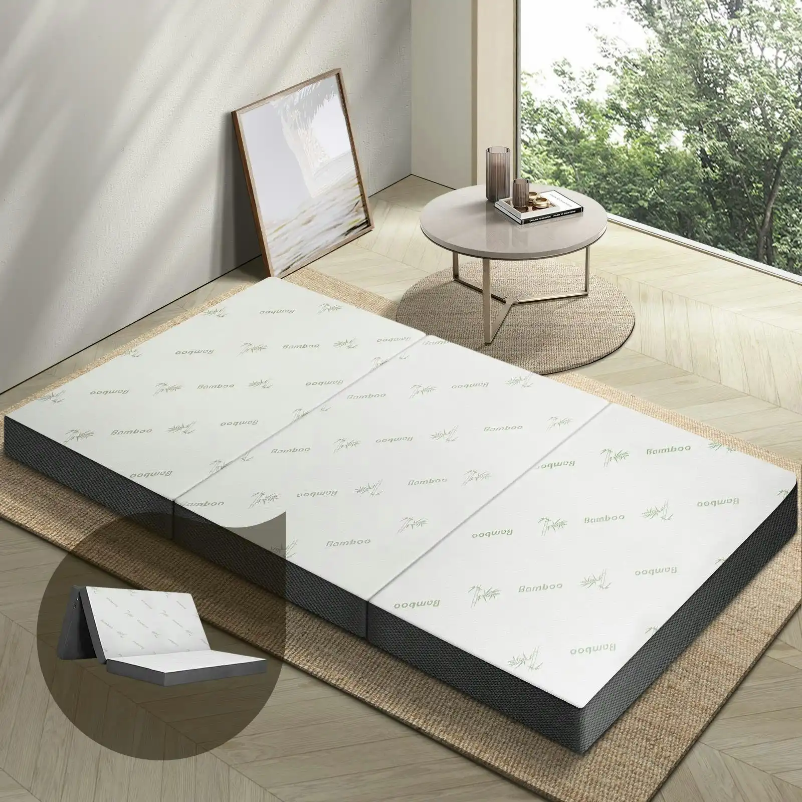 Bedra Folding Foam Mattress Bamboo Sofa Bed Foldable Sleeping Mat Camping Double