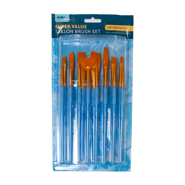 Makr Art Taklon Brush Set, Blue- 15pc