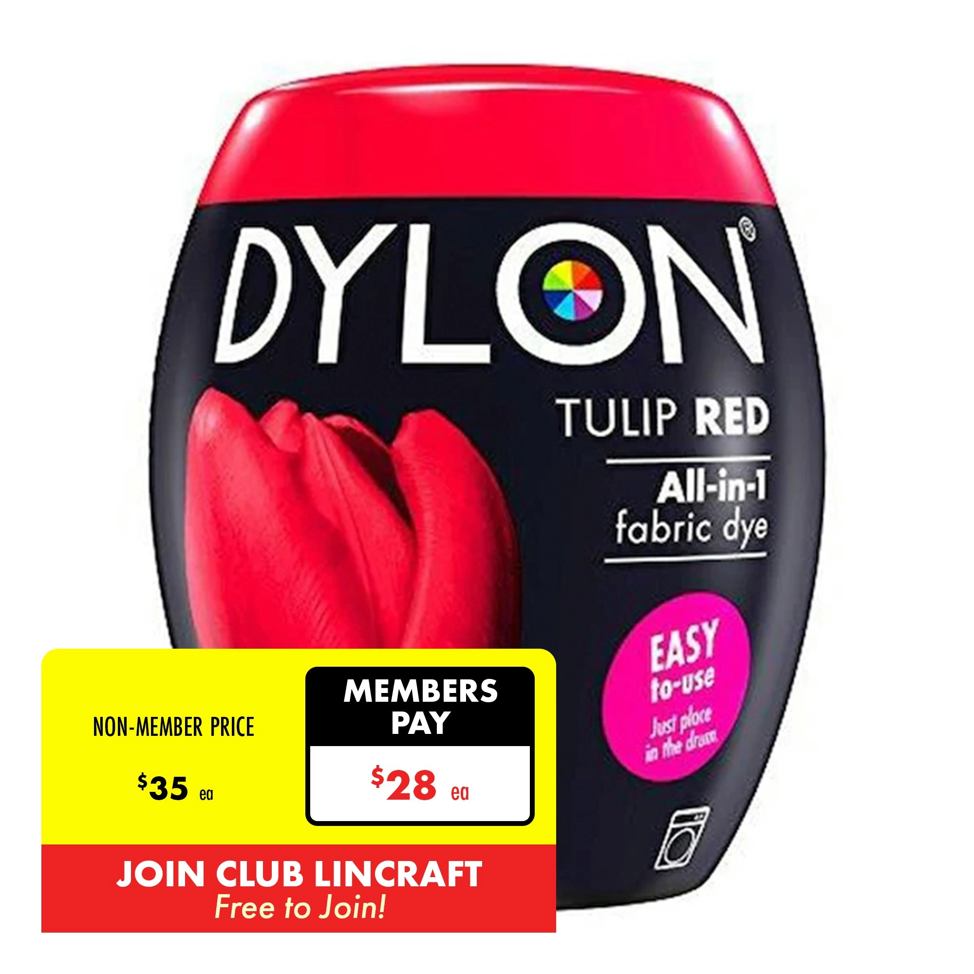 Dylon Fabric Dye, Tulip Red- 350g