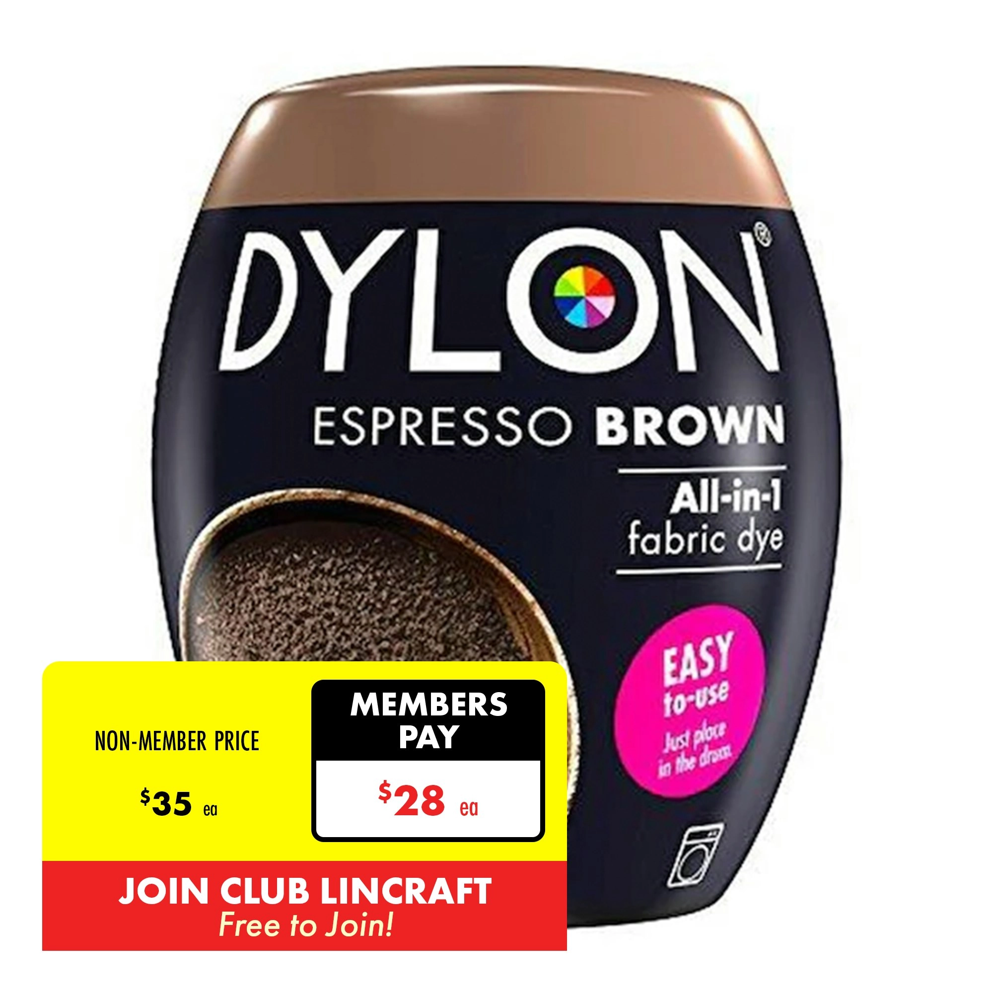 Dylon Fabric Dye, Espresso Brown- 350g