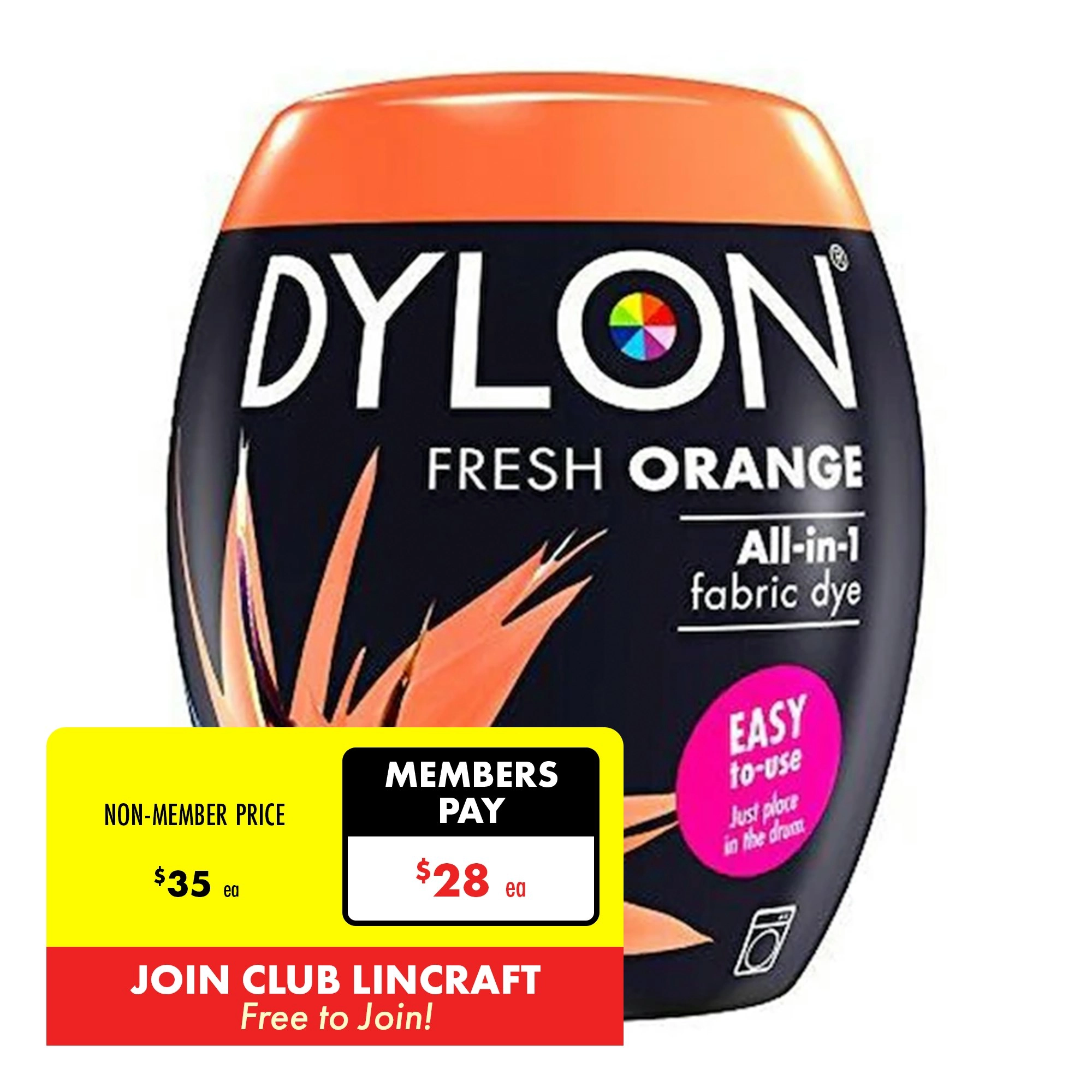 Dylon Fabric Dye, Fresh Orange- 350g