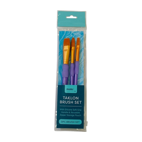 Makr Art Taklon Brush Set, Purple- 3pc