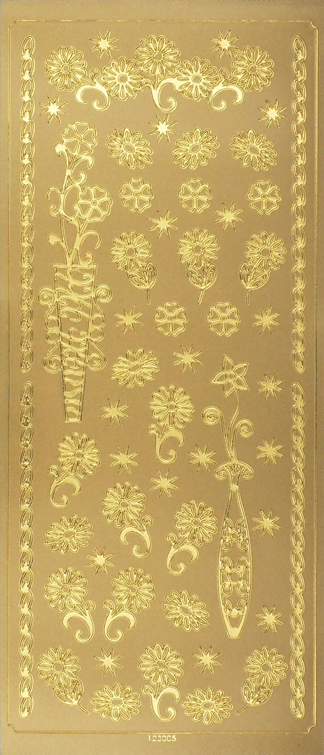 Arbee Foil Stickers Border Flowers, Gold