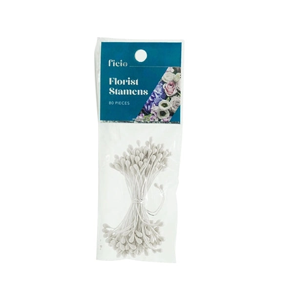 Ficio Floral Stamens Matt, White- 80pc