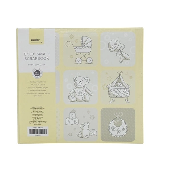 Makr Printed Cover Scrapbook, Junior- 8 x 8 inch