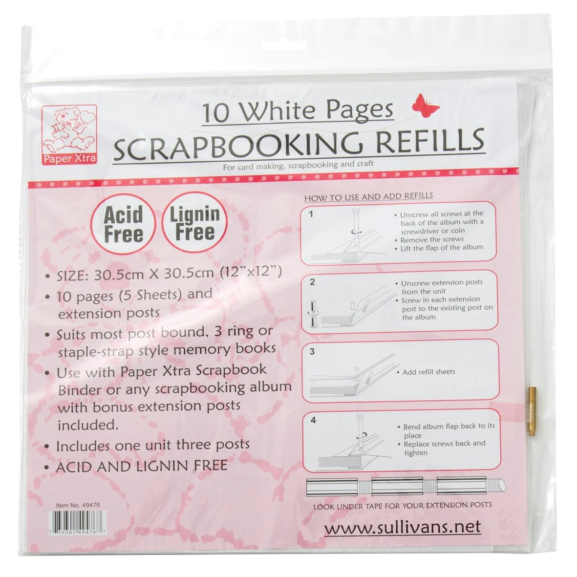 Scrapbook Refills, White- 10pk