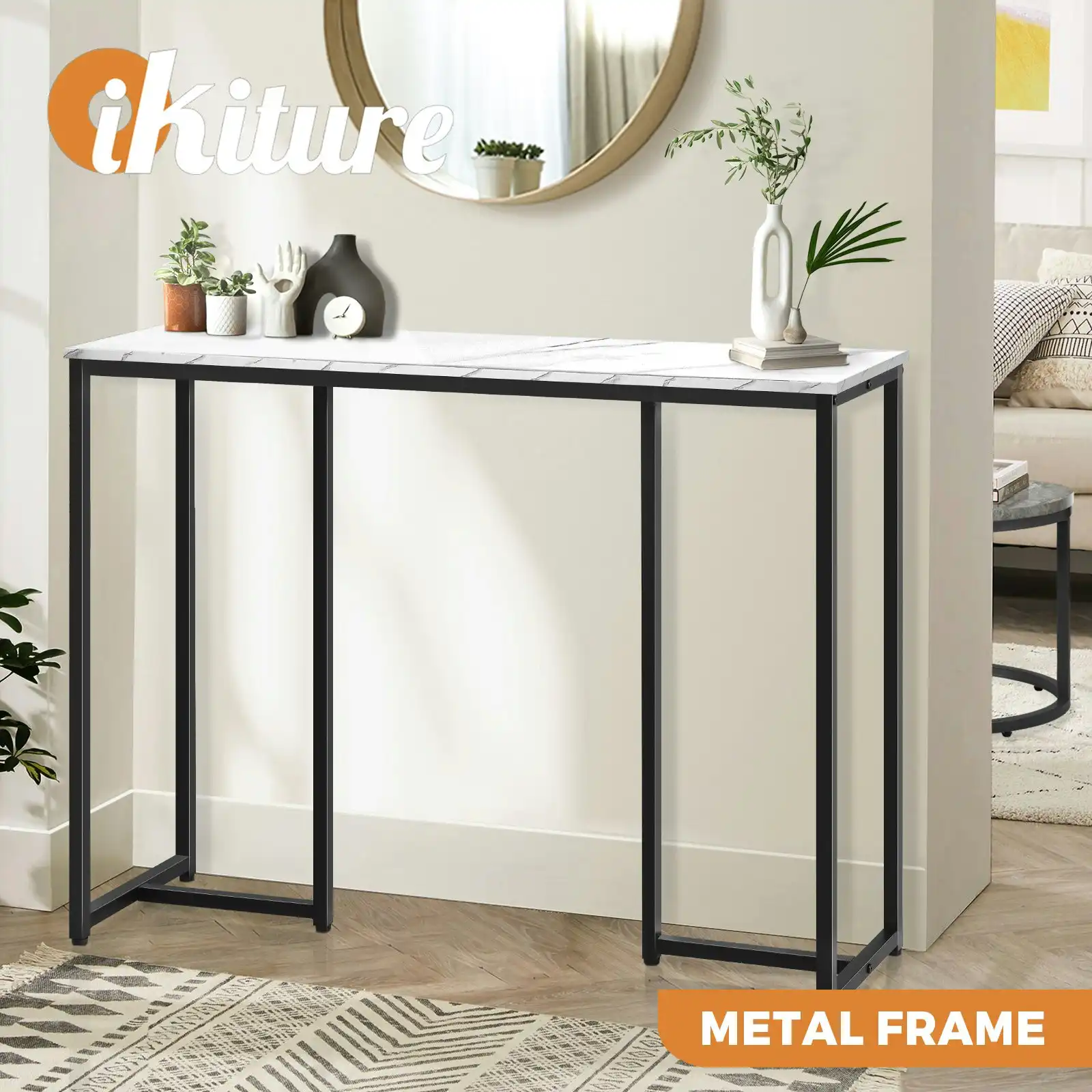 Oikiture Console Table Hallway Entry Side Tables Marble Effect Hall Display