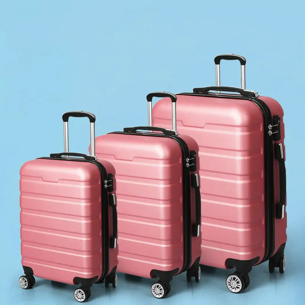 Slimbridge 3PC Luggage sets Suitcase 20" 24" 28" Travel TSA Hard Case Rose Gold