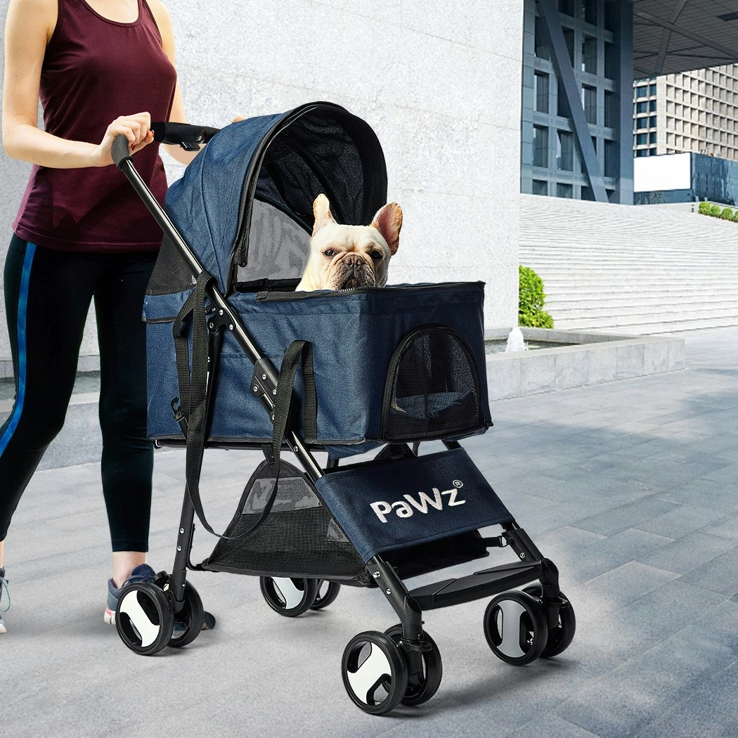 Pawz Large Pet Stroller Dog Cat Carrier Travel Pushchair Foldable Pram 4 Wheels