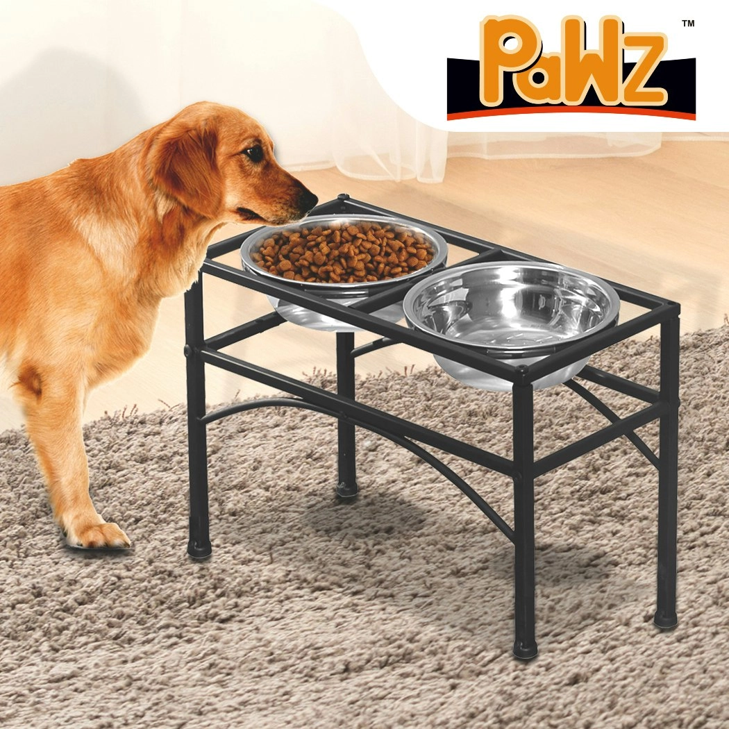 Pawz Dual Elevated Pet Dog Puppy Feeder Bowl Stainless Steel Food Water Stand