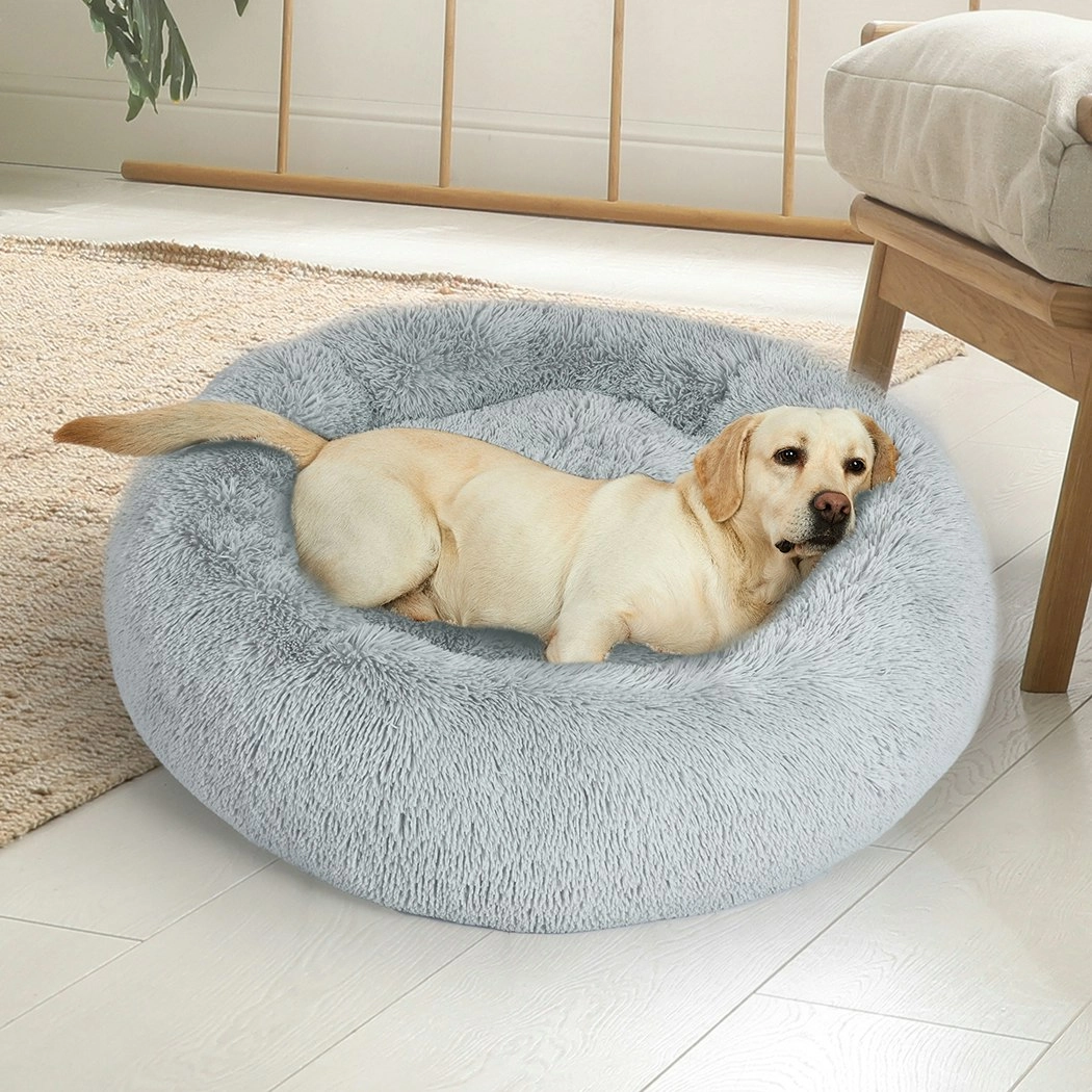 Pawz Pet Bed Cat Dog Donut Nest Calming Kennel Cave Sleeping Light Grey XXXL