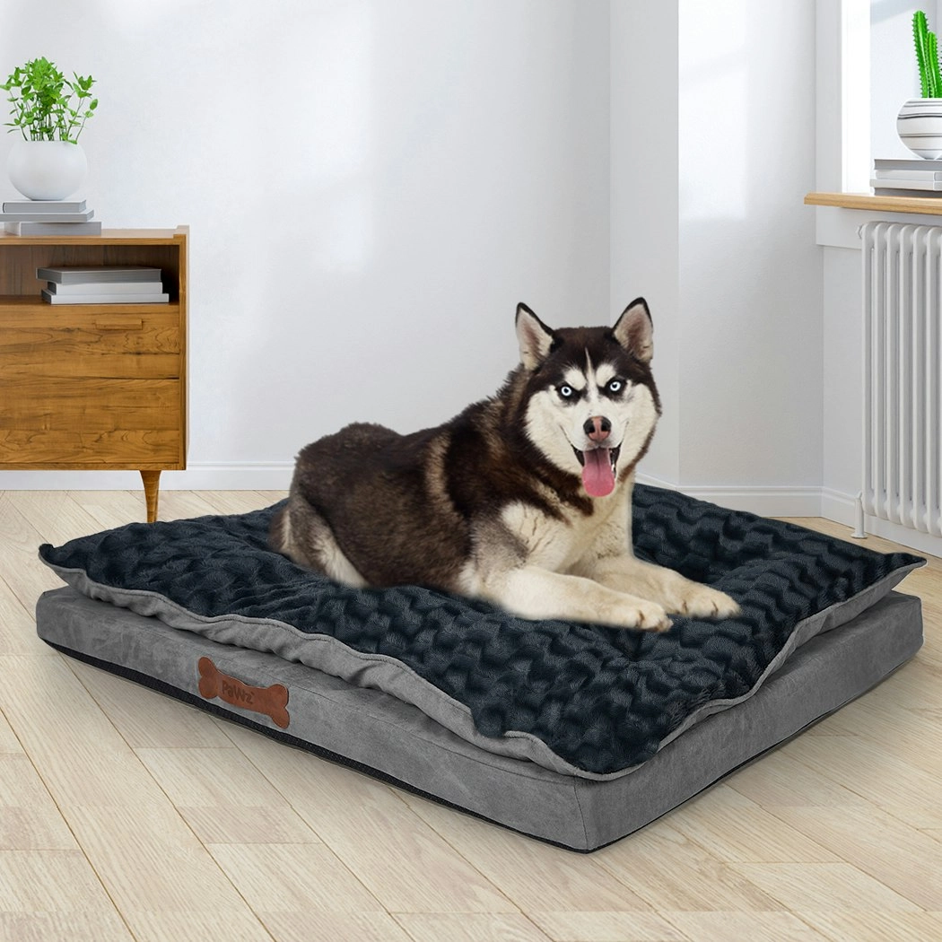 Dog Calming Bed Warm Soft Plush Comfy Sleeping Memory Foam Mattress Dark Grey M