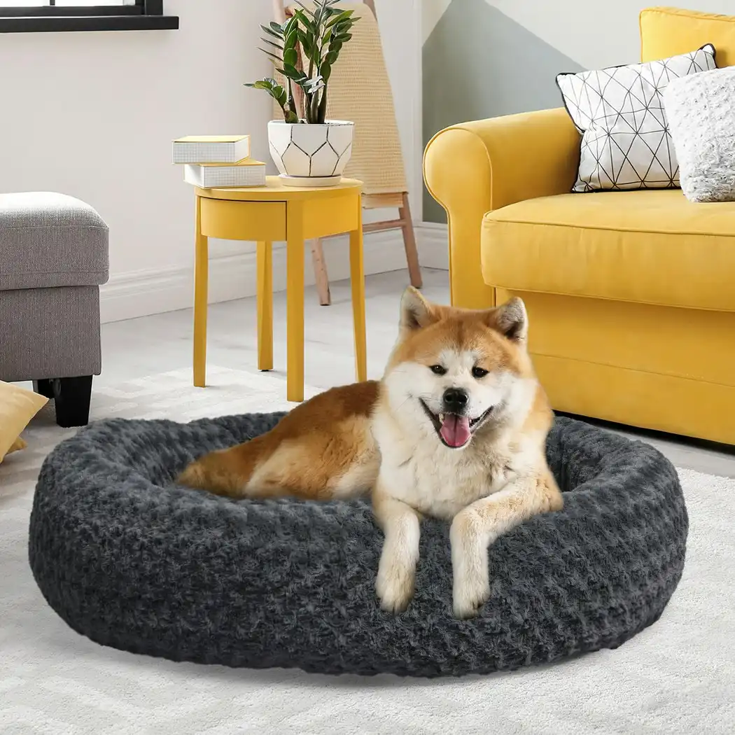 Pawz Calming Dog Bed Warm Soft Plush Pet Cat Cave Washable Portable Dark Grey XL