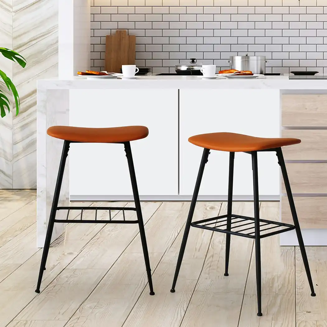 Levede 2x Bar Stools Kitchen Bar Pub Stool Counter Dining Chairs PU Leather Tan